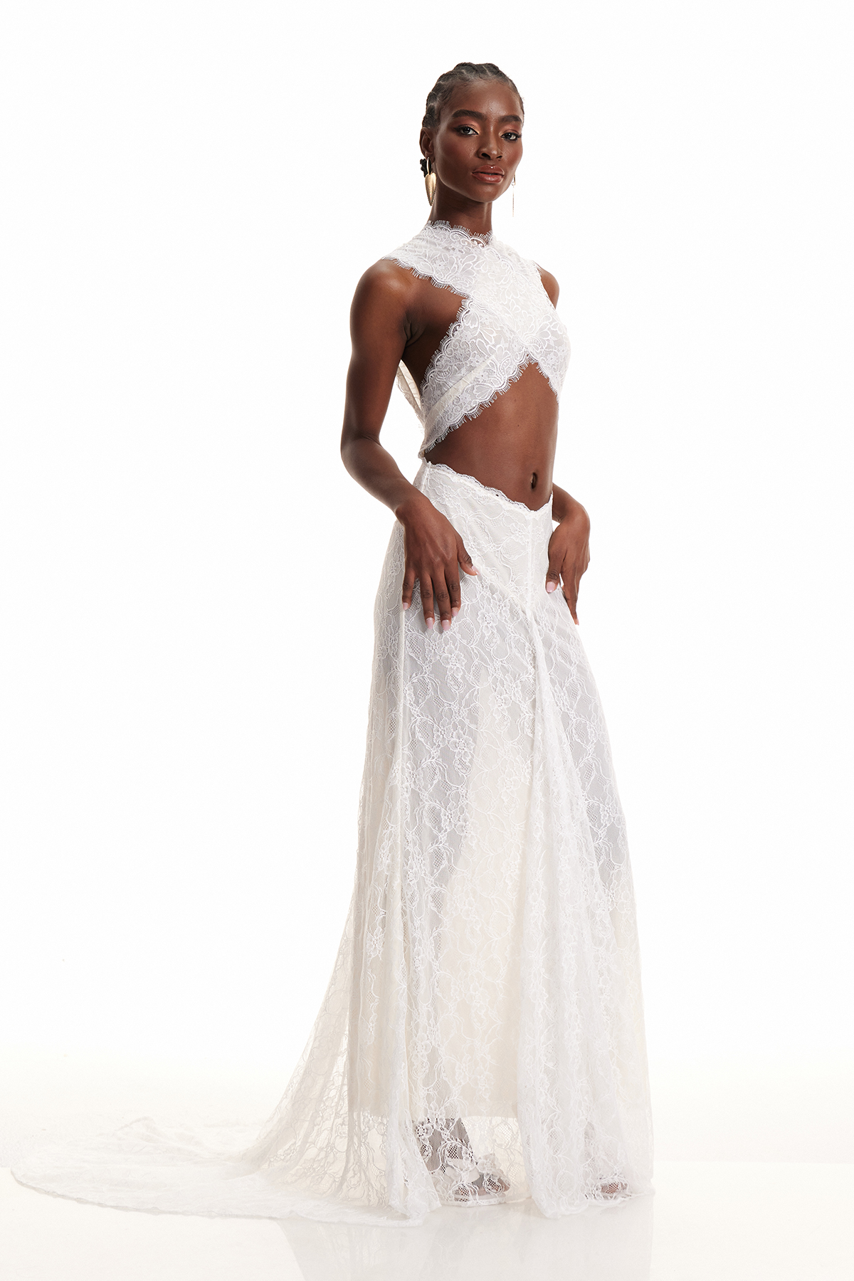 Demid Sleeveless Cutout Lace Maxi Dress