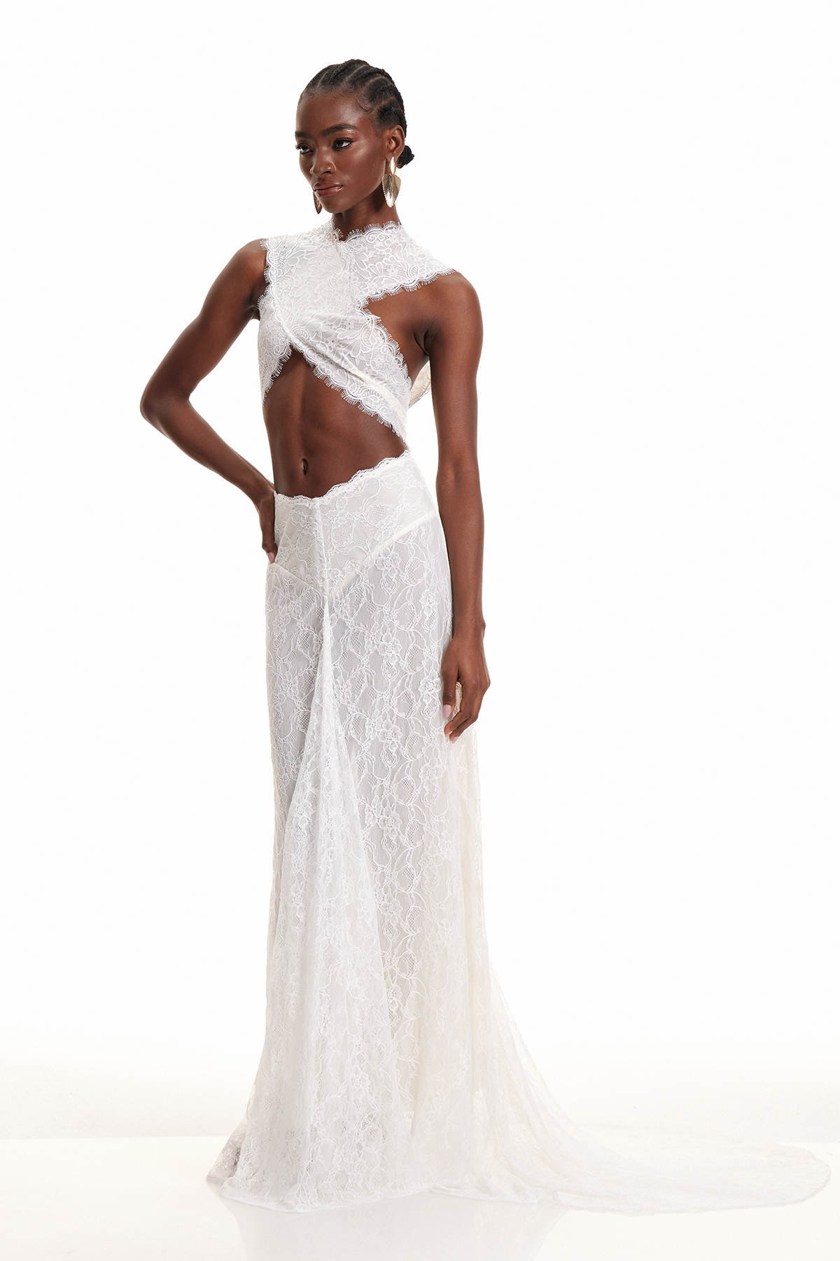 Demid Sleeveless Cutout Lace Maxi Dress