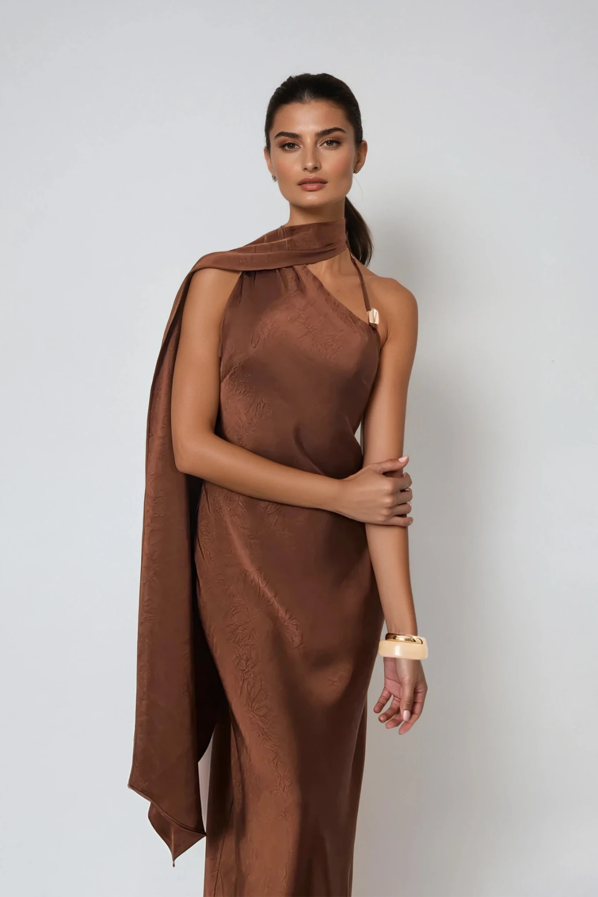 Demir Asymmetric Scarf Maxi Dress