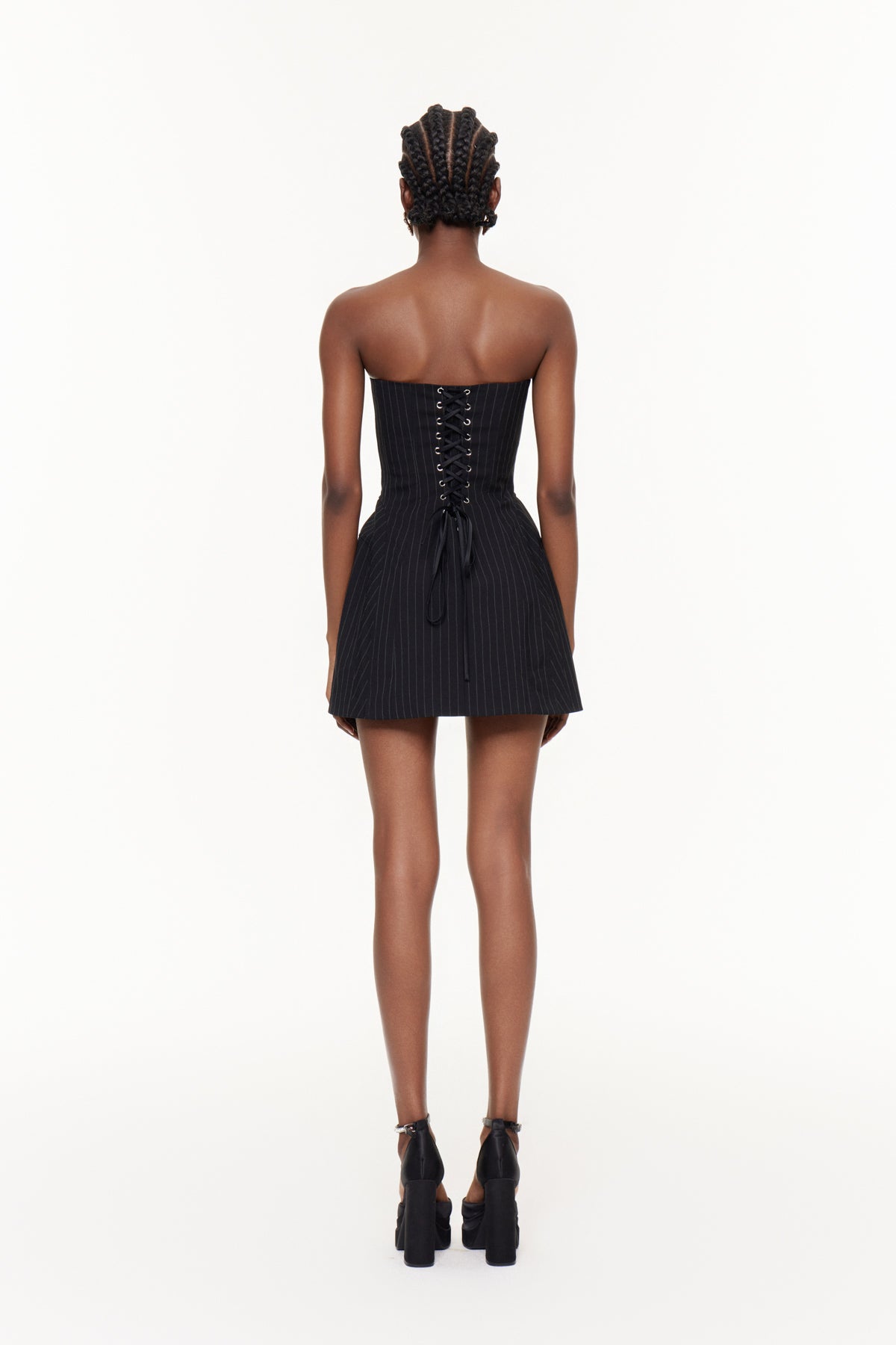 Demophon Strapless Stripe Mini Dress