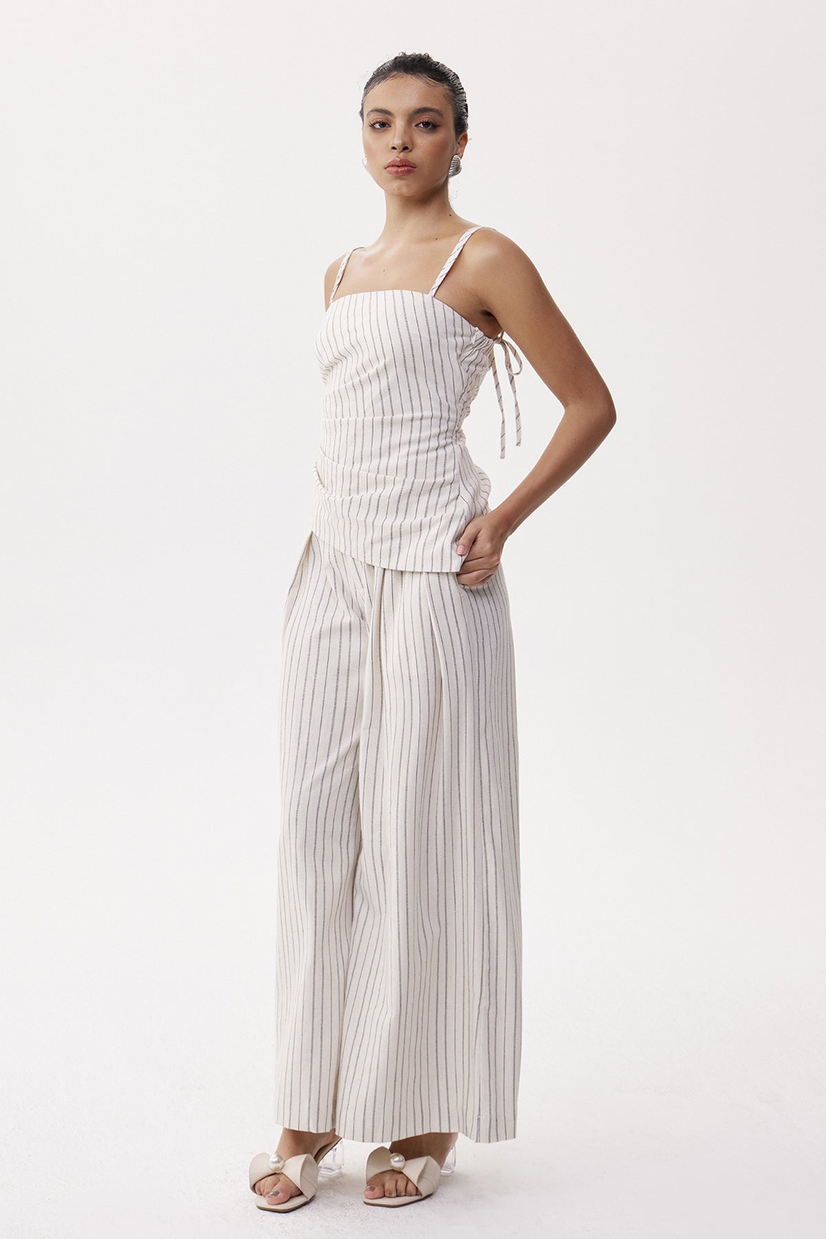 Denag Spaghetti Stripe Pants Set