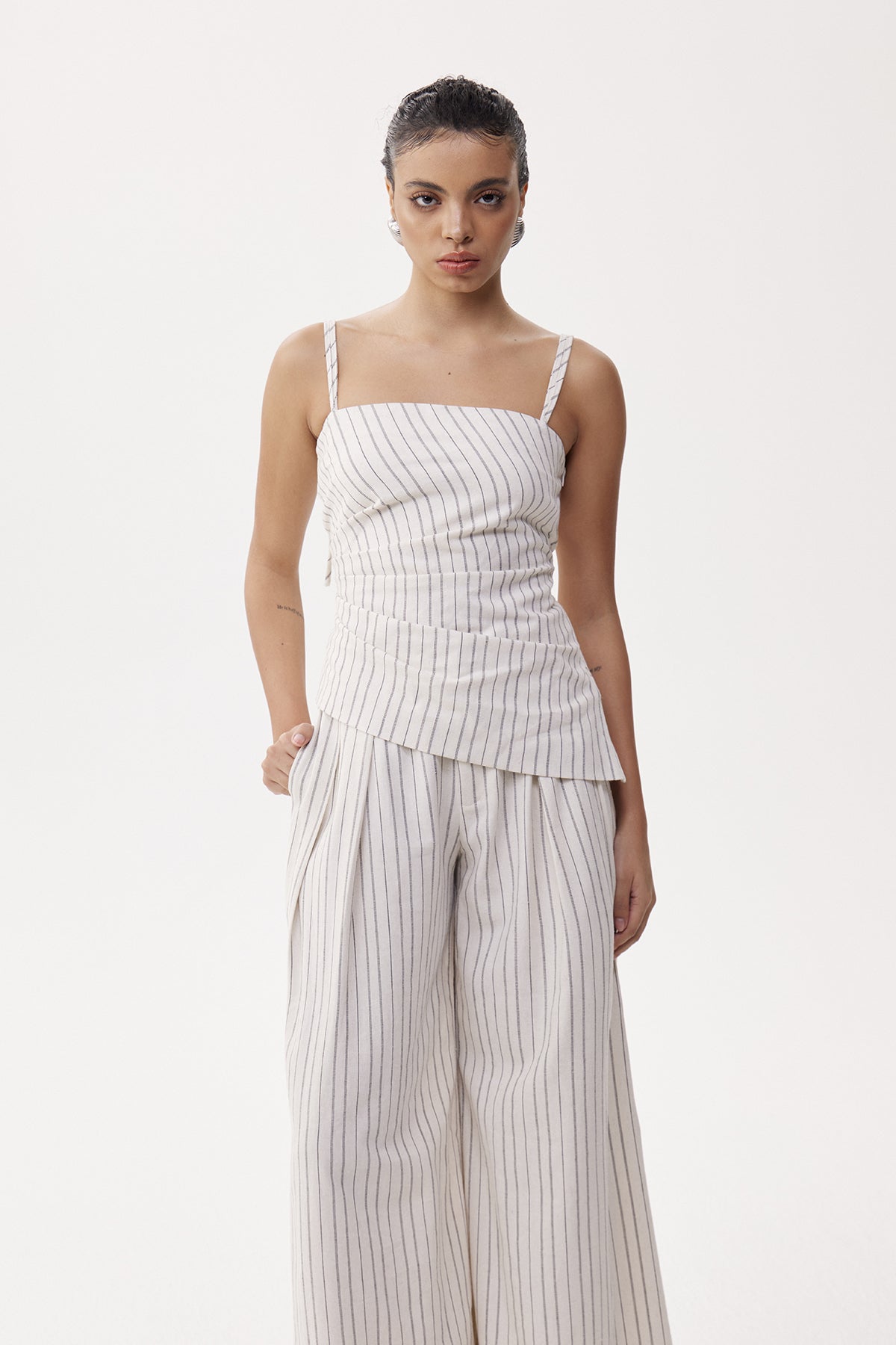 Denag Spaghetti Stripe Pants Set