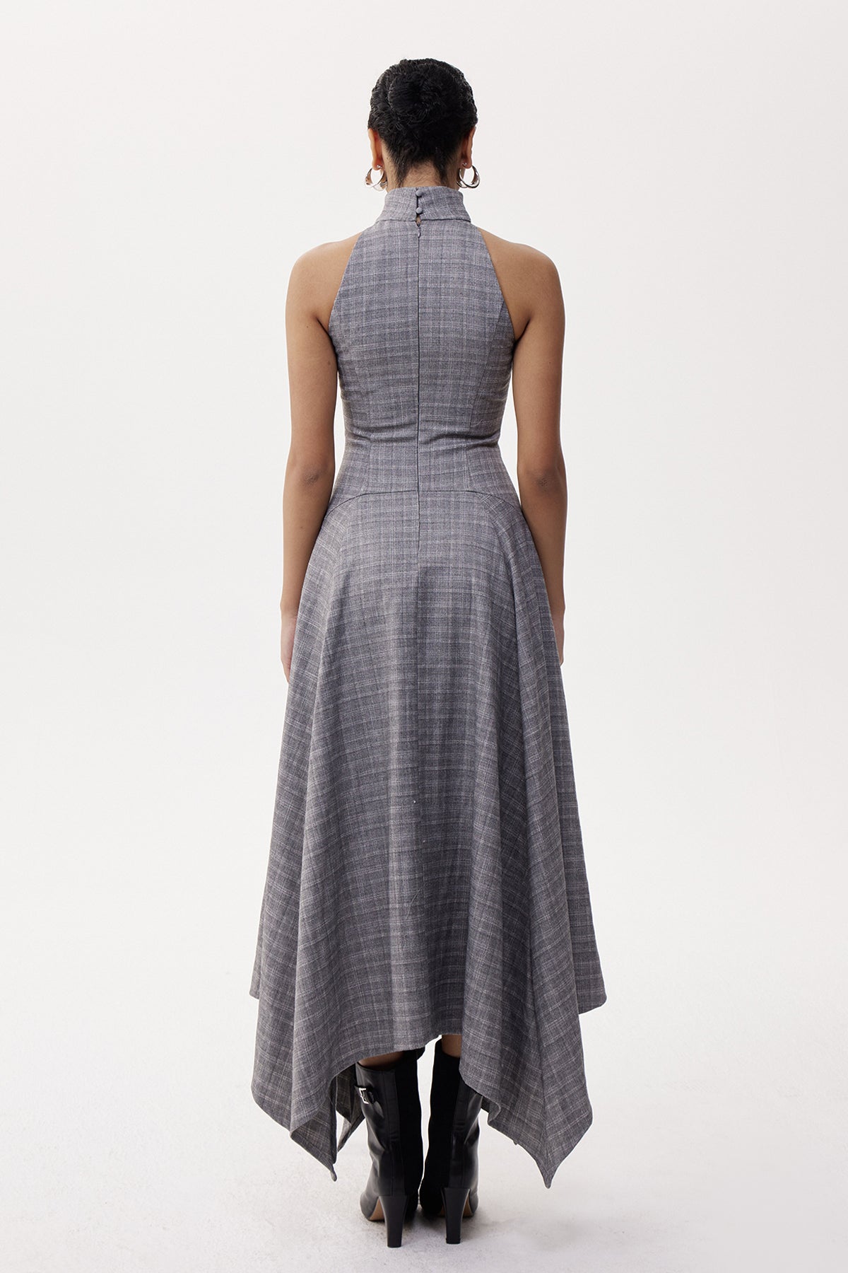 Deneb High Neck Grid Maxi Dress
