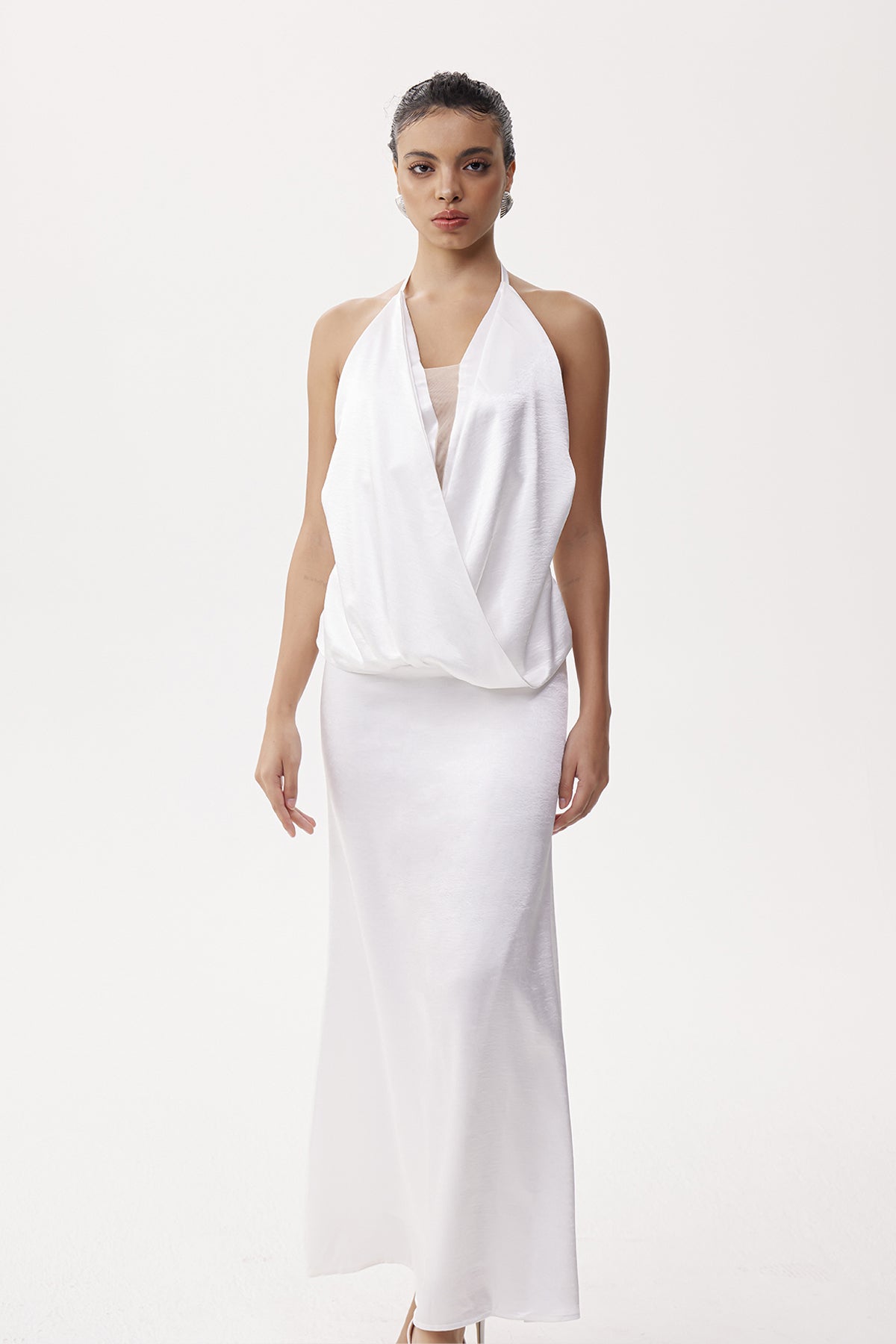 Denholm Backless Satin Maxi Dress