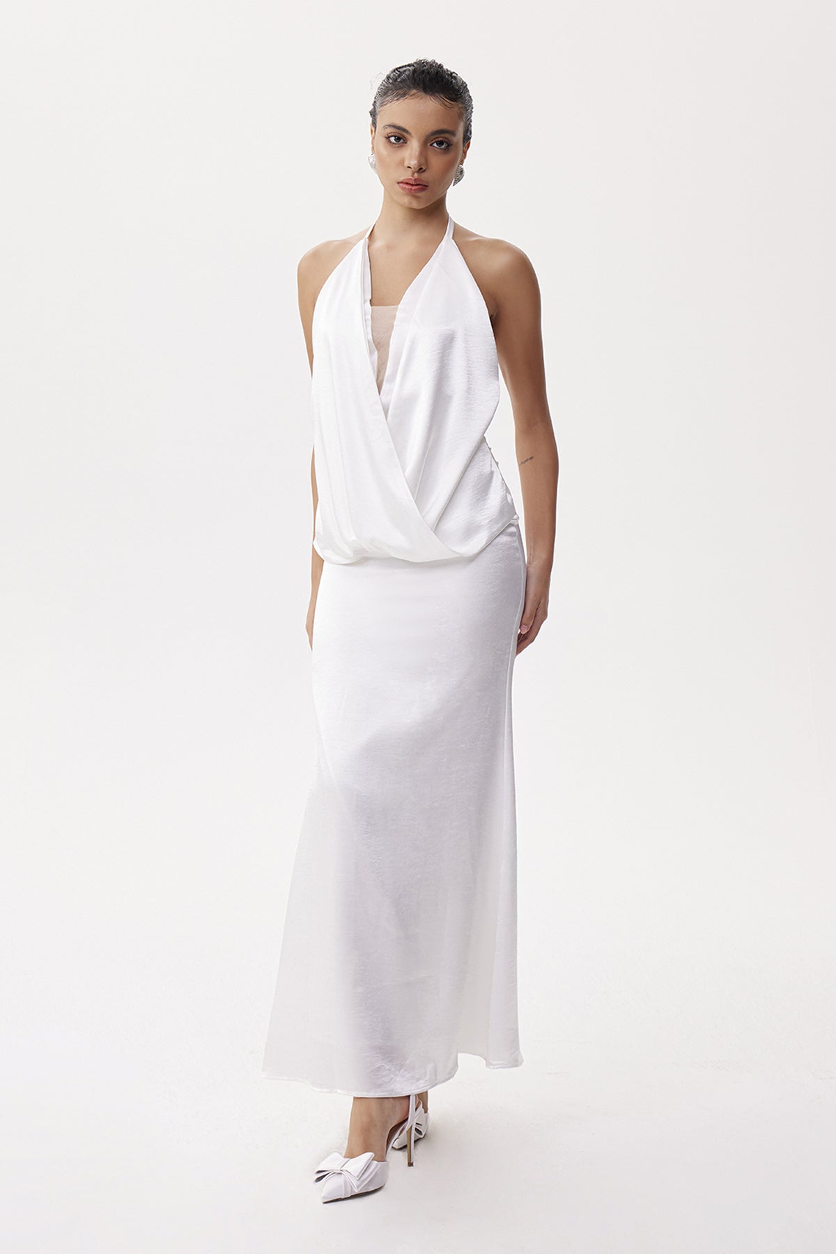 Denholm Backless Satin Maxi Dress