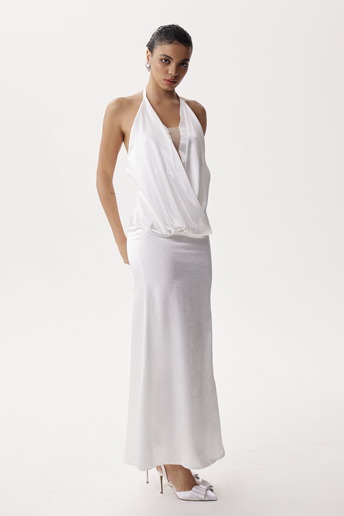 Denholm Backless Satin Maxi Dress