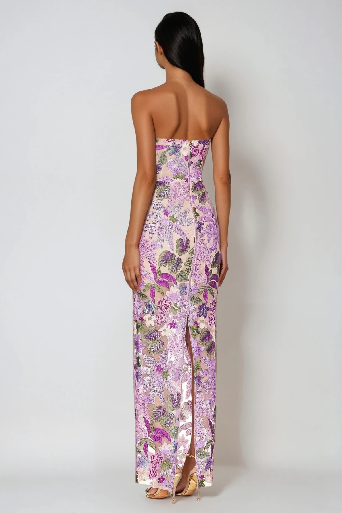 Denica Embroidered Sequin Floral Maxi Dress