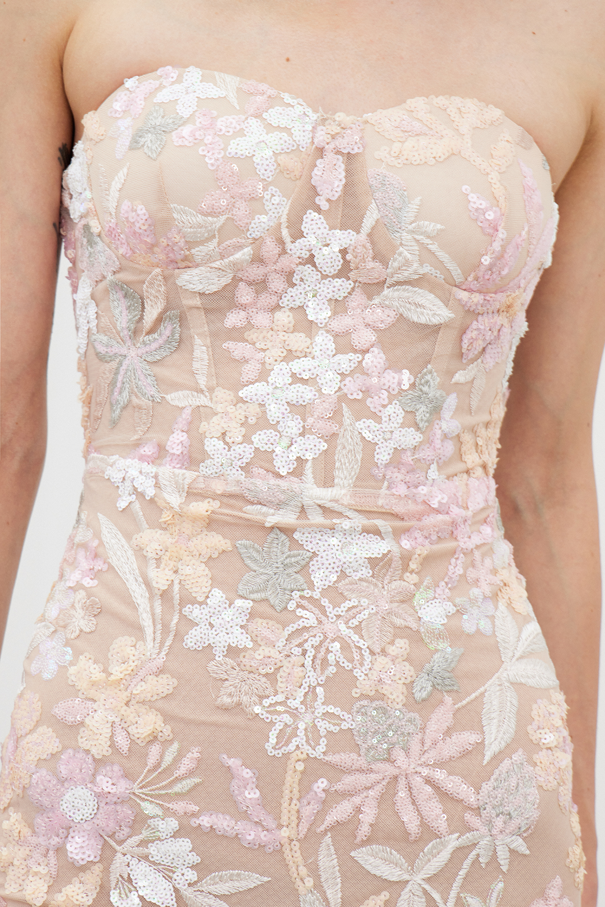 Denica Embroidered Sequin Floral Midi Dress