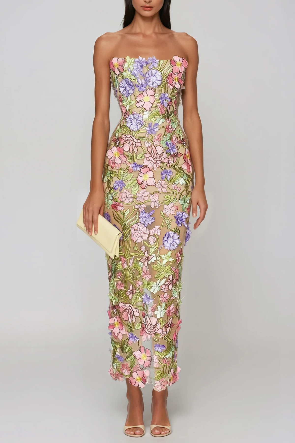 Denica Flower Embroidered Maxi Dress
