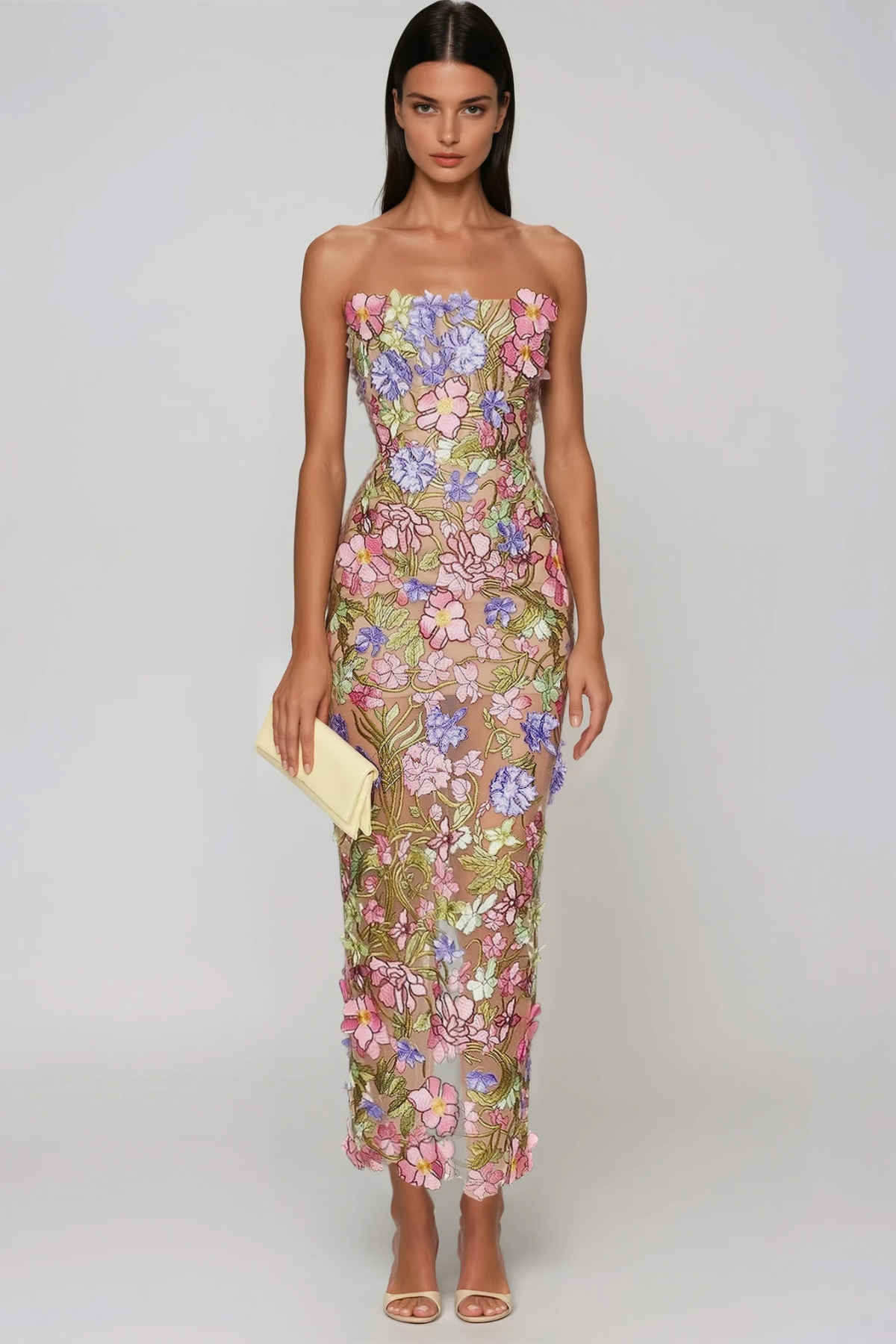 Denica Flower Embroidered Maxi Dress