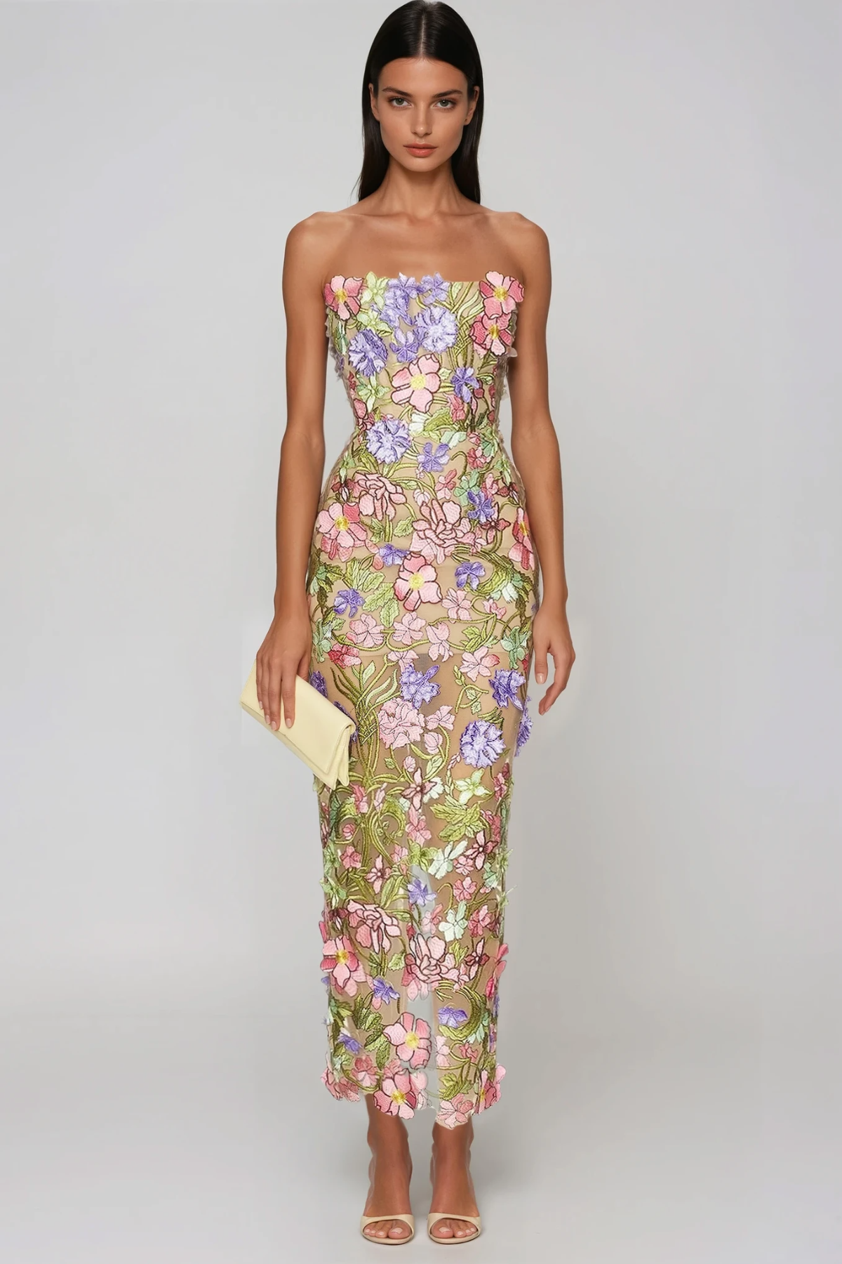 Denica Flower Embroidered Maxi Dress