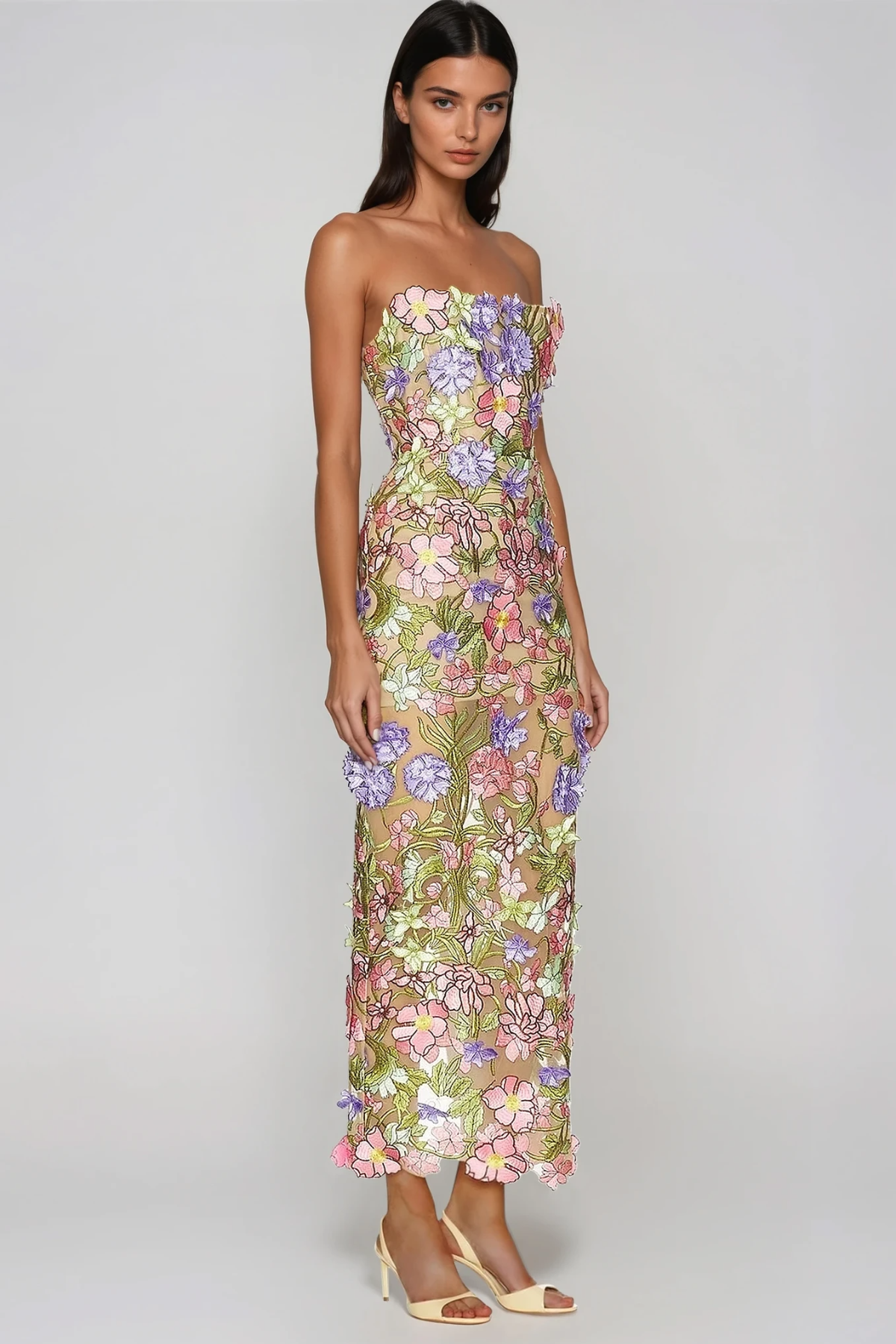 Denica Flower Embroidered Maxi Dress