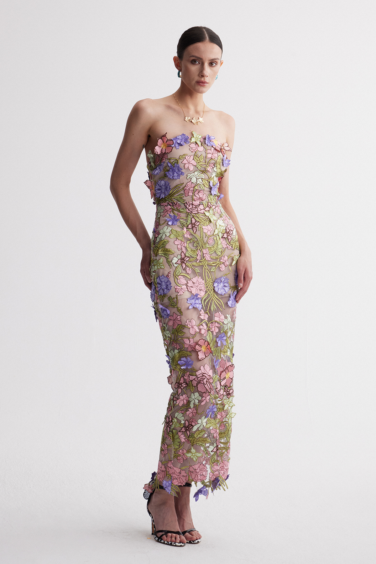 Denica Flower Embroidered Maxi Dress