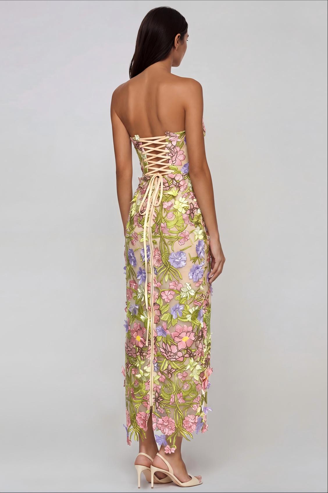 Denica Flower Embroidered Maxi Dress