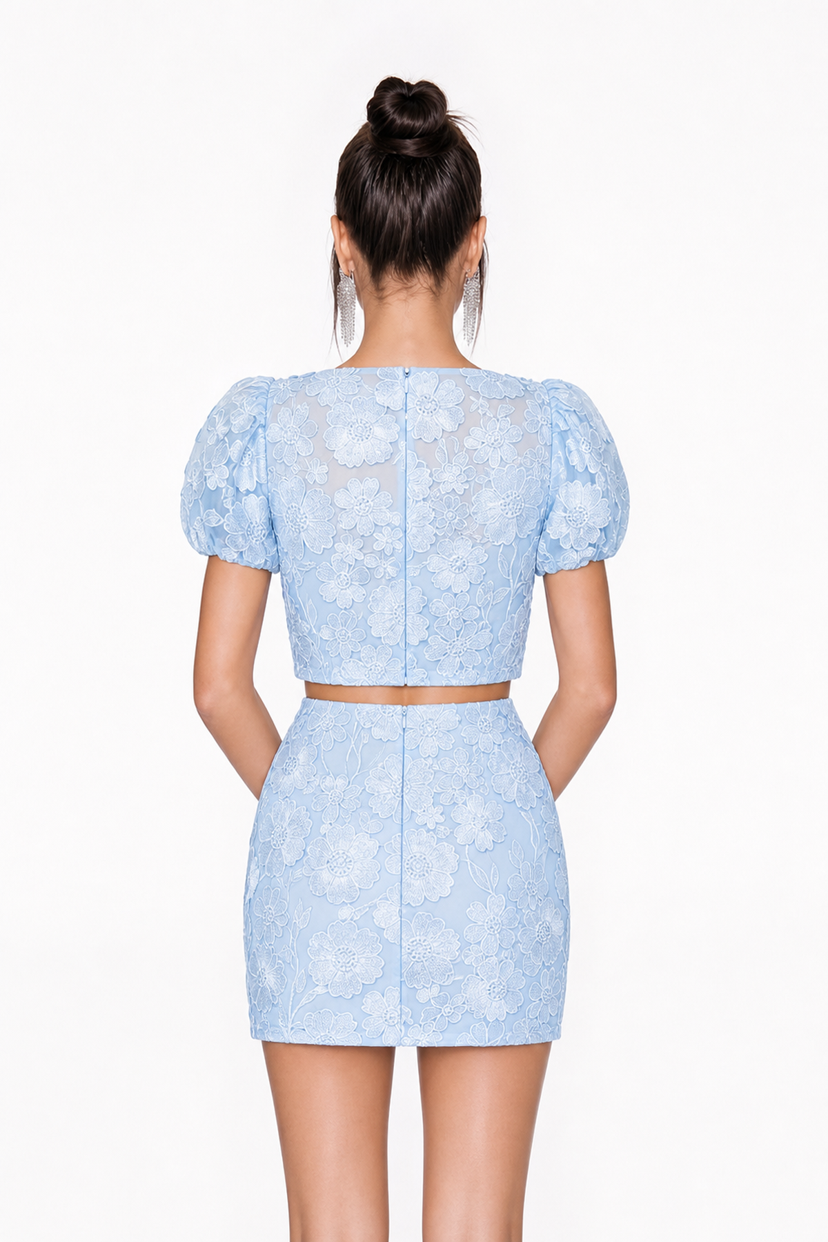 Denica Puff Sleeve Flower Skirt Set