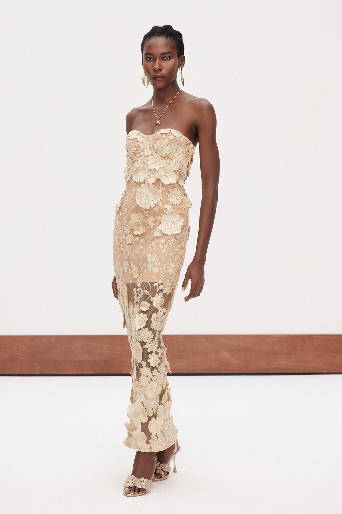 Denica Strapless Flower Maxi Dress