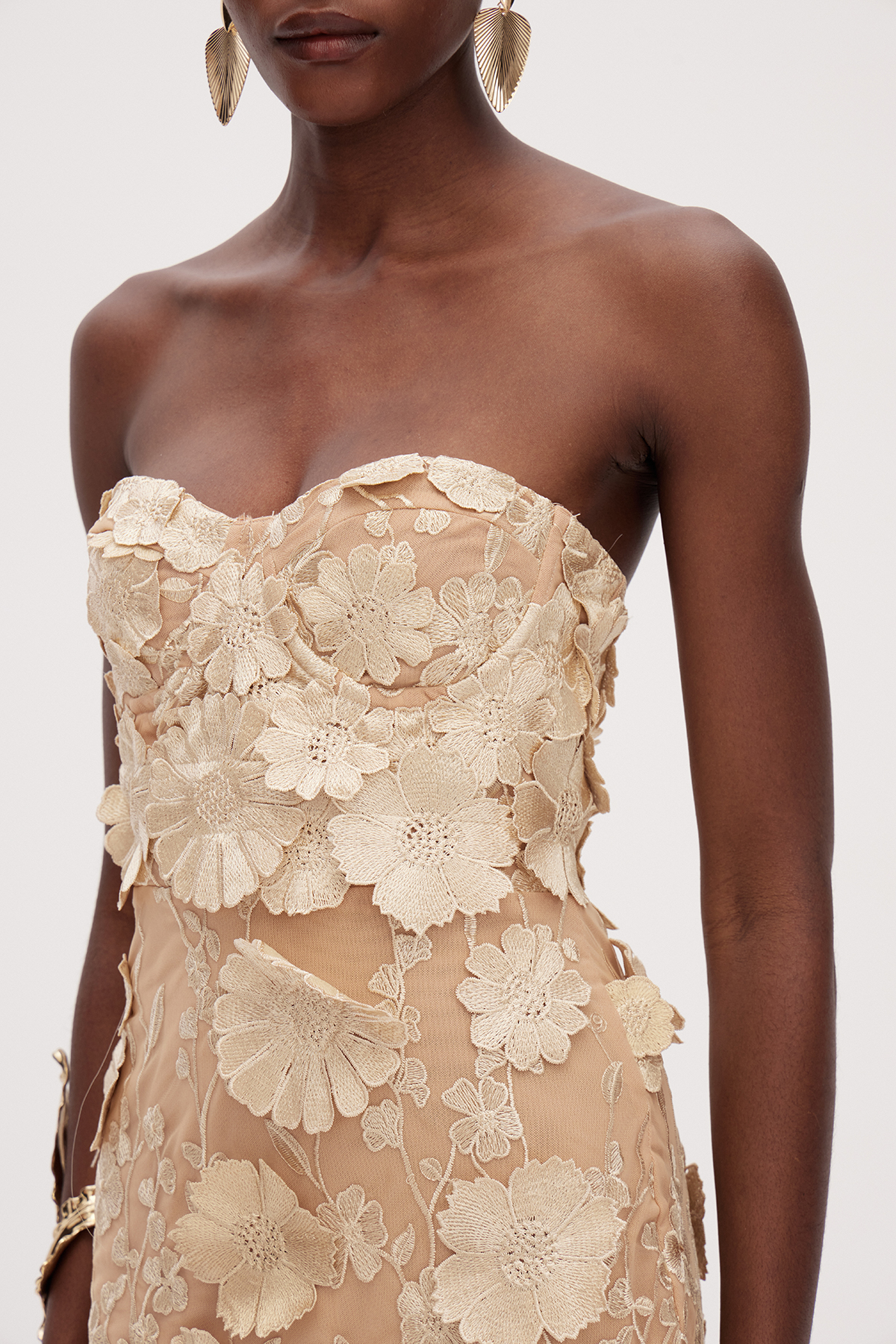 Denica Strapless Flower Maxi Dress