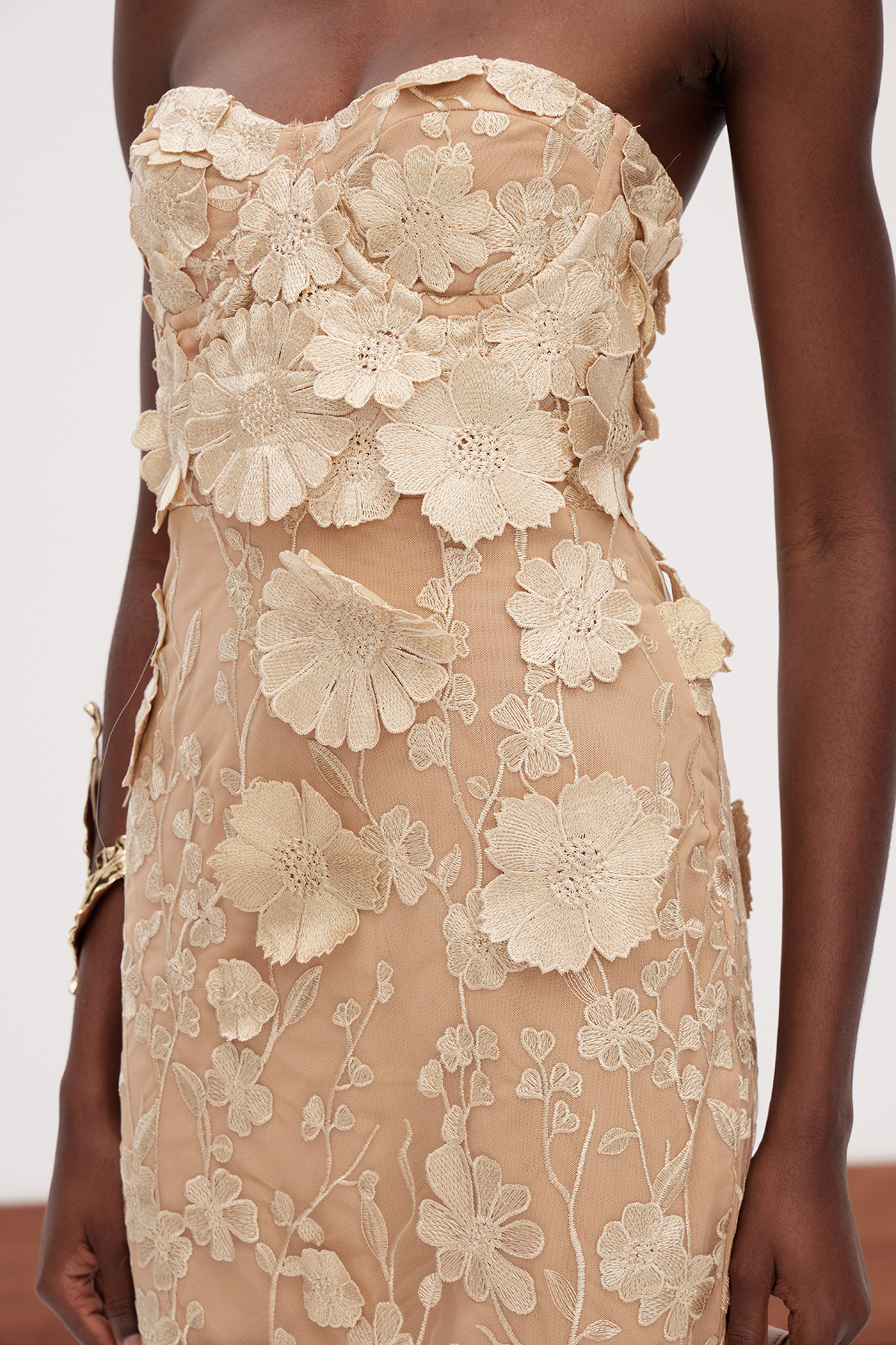 Denica Strapless Flower Maxi Dress