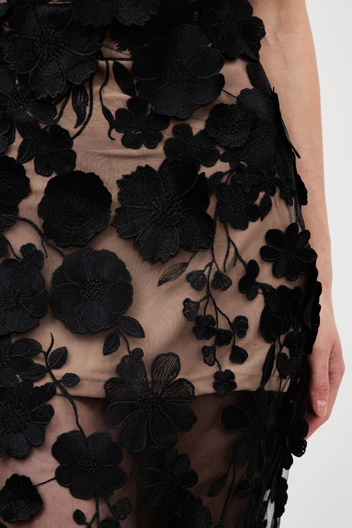 Denica Strapless Flower Maxi Dress In Black