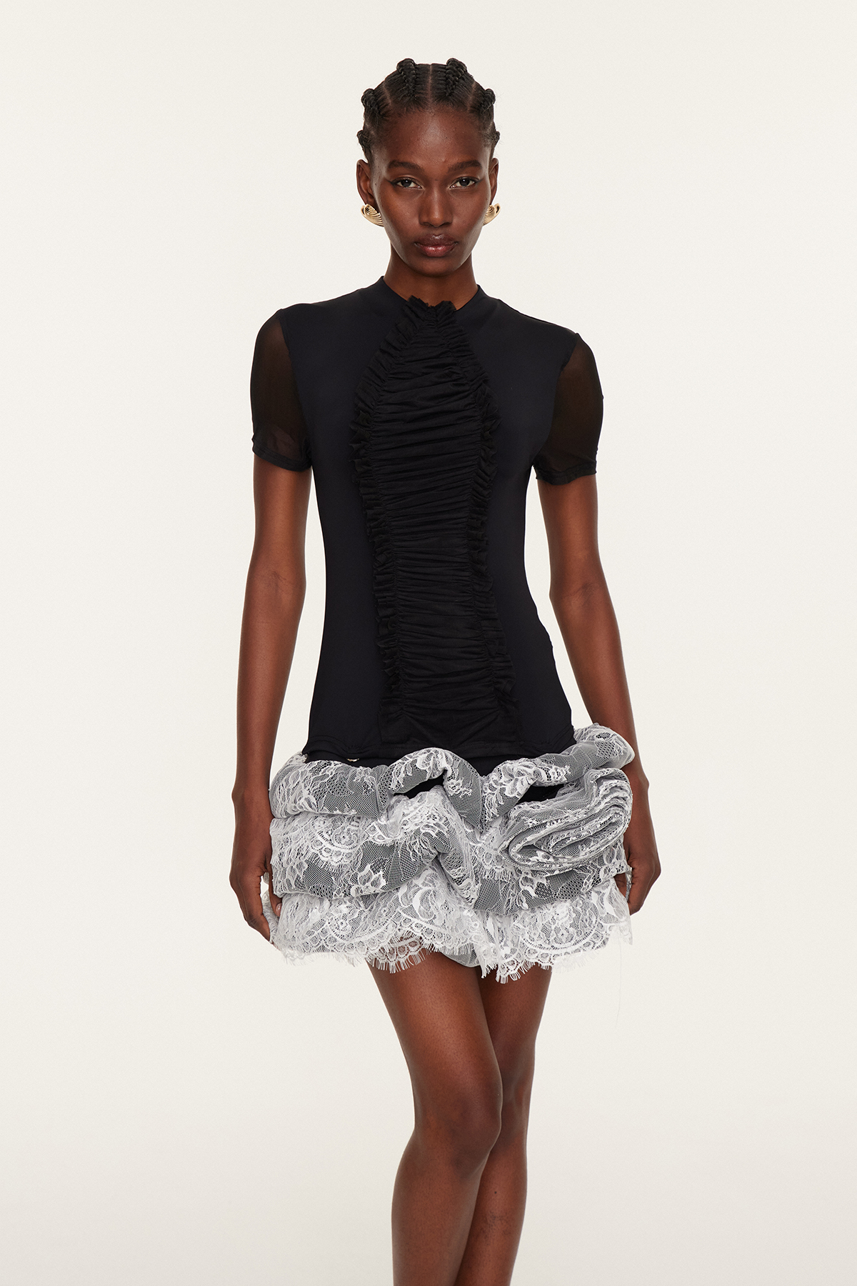 Deonte Ruch Lace Puffy Mini Dress