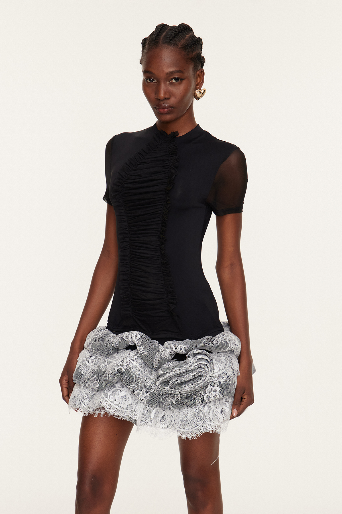 Deonte Ruch Lace Puffy Mini Dress