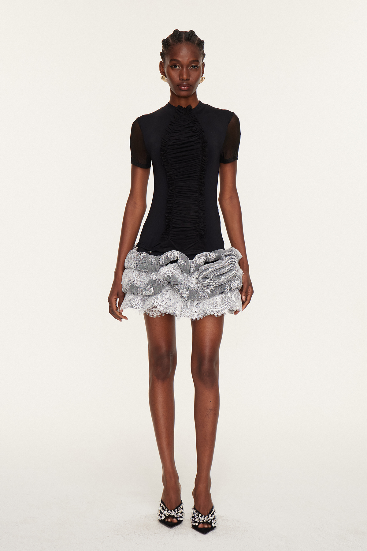 Deonte Ruch Lace Puffy Mini Dress