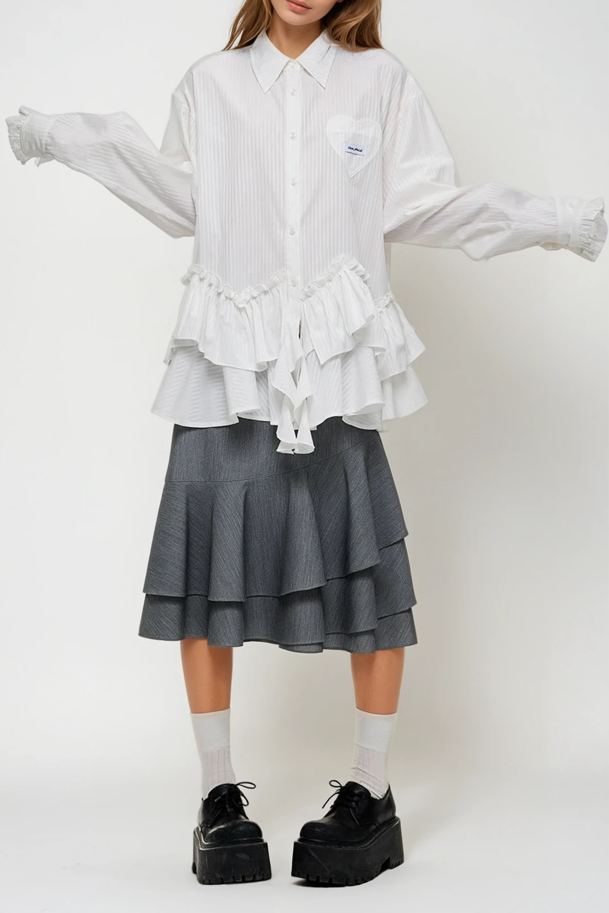 Dermot Stripe Ruffle Shirt