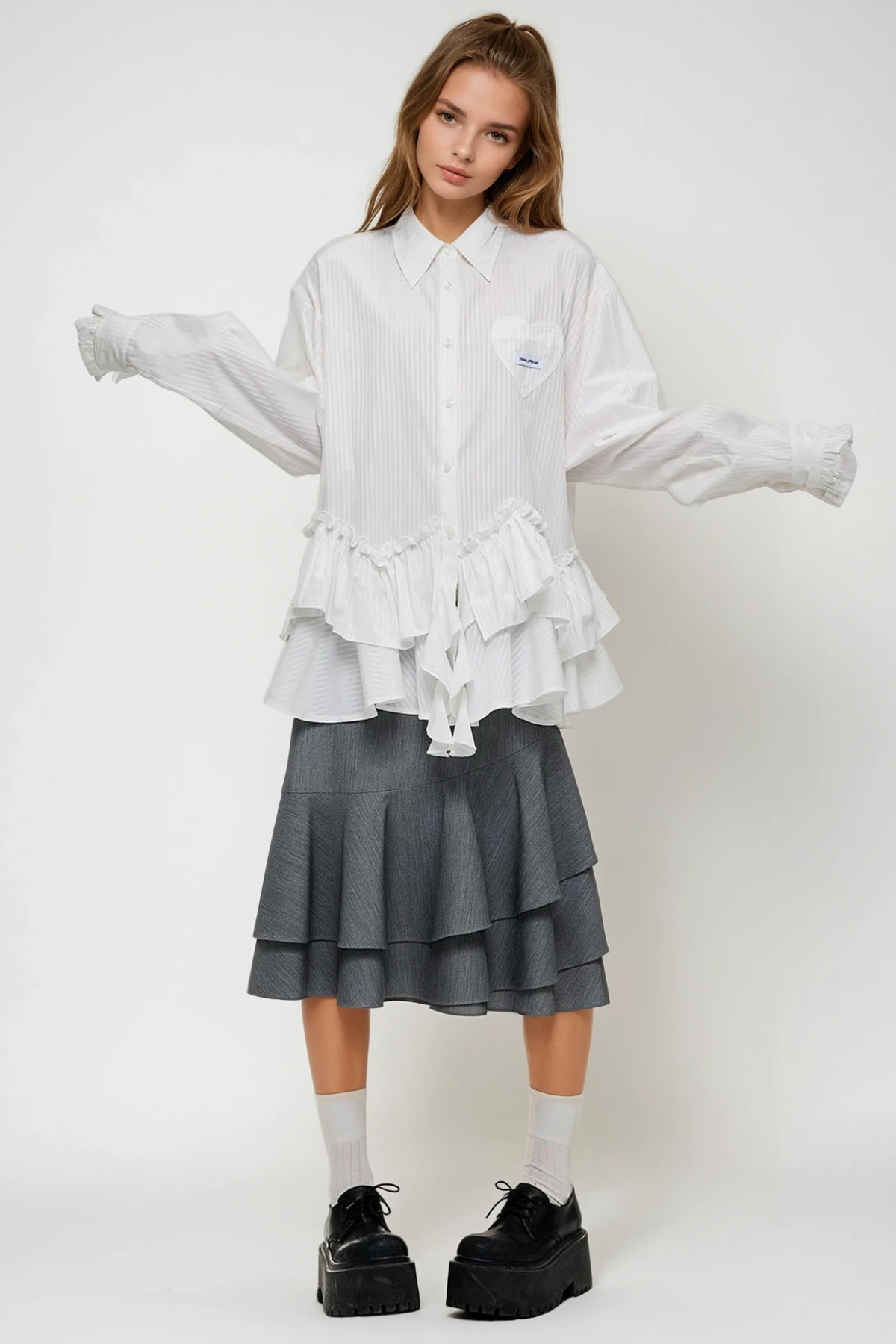 Dermot Stripe Ruffle Shirt