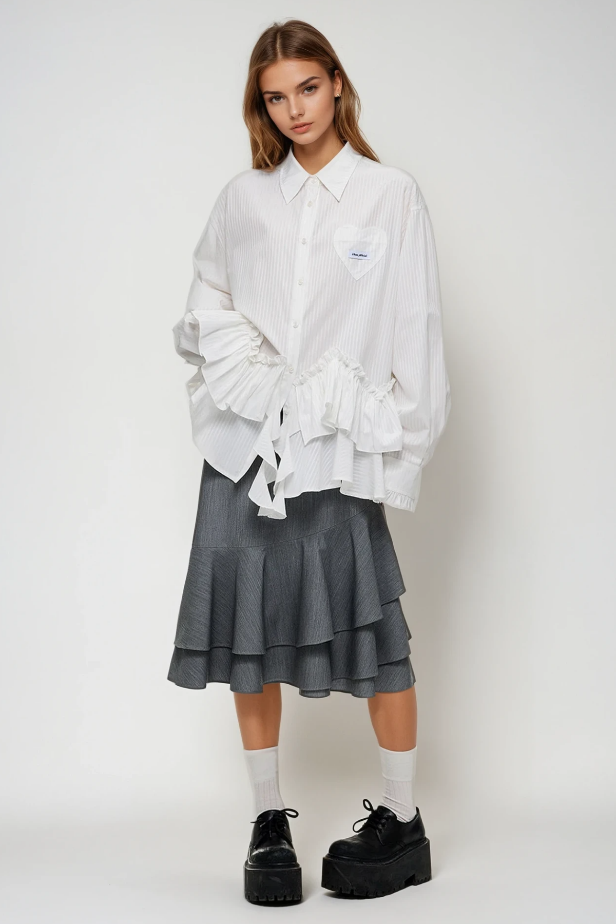 Dermot Stripe Ruffle Shirt