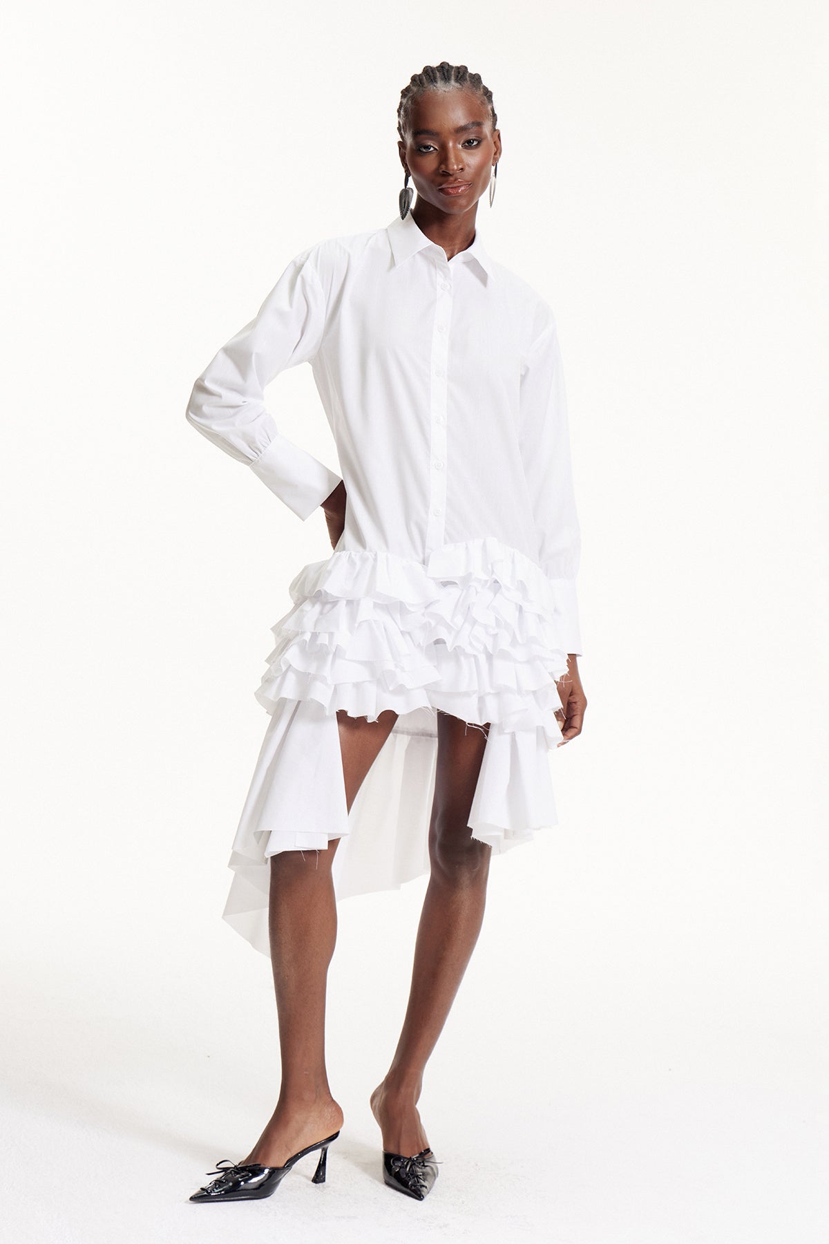 Dermot Ruffle Mini Shirt Dress