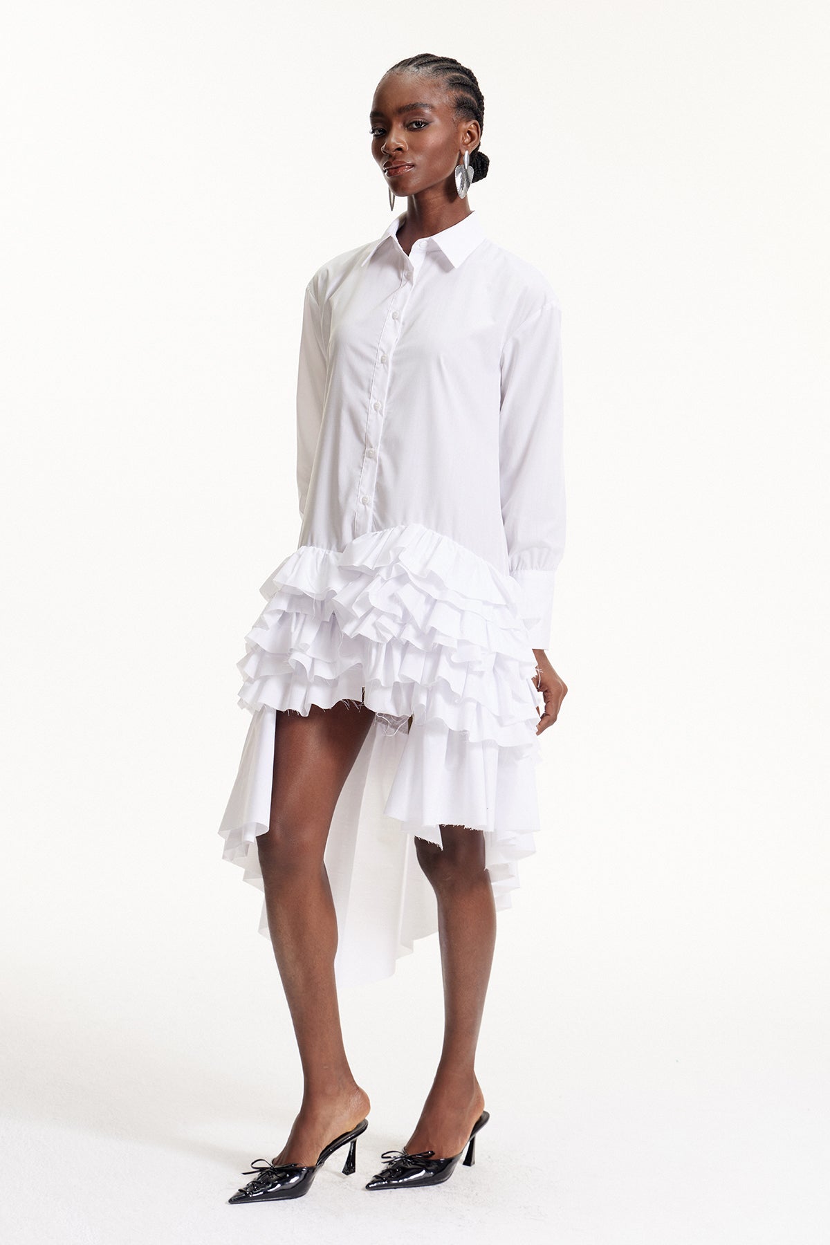 Dermot Ruffle Mini Shirt Dress