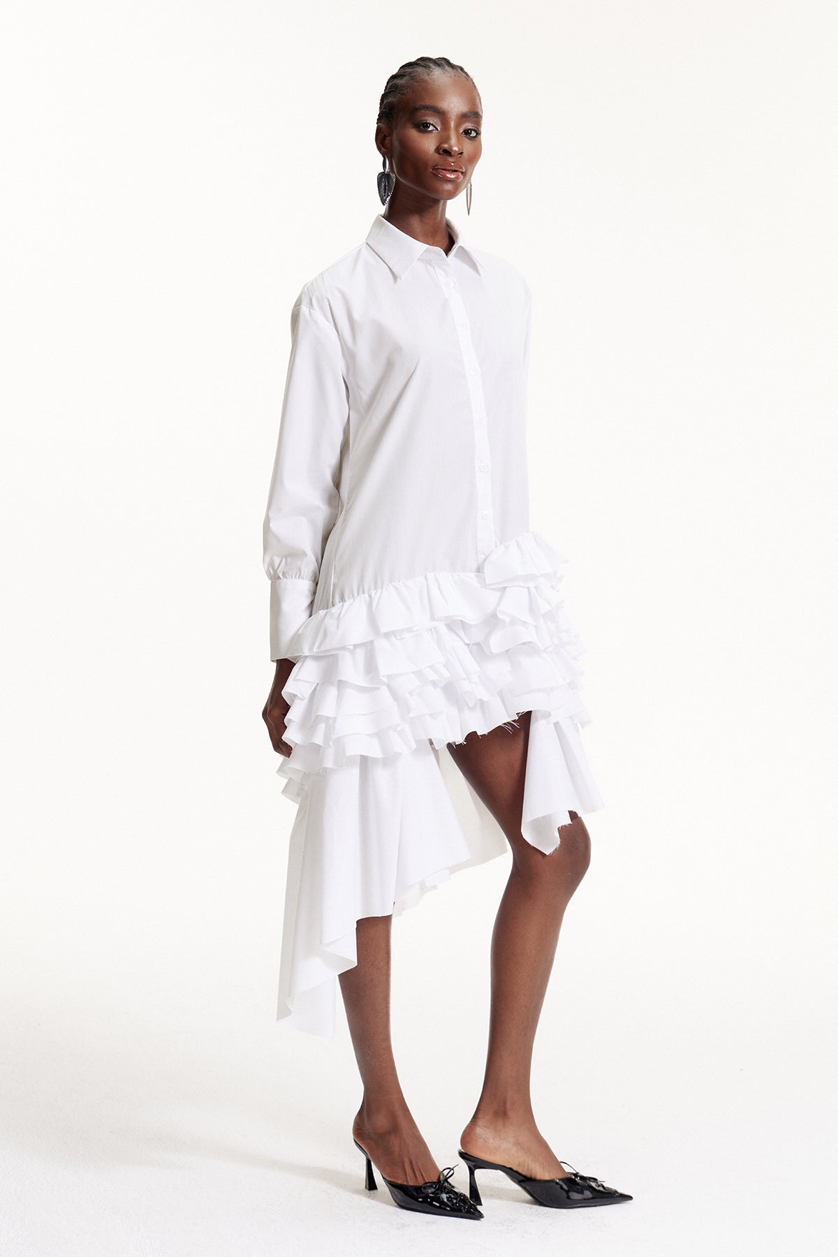 Dermot Ruffle Mini Shirt Dress
