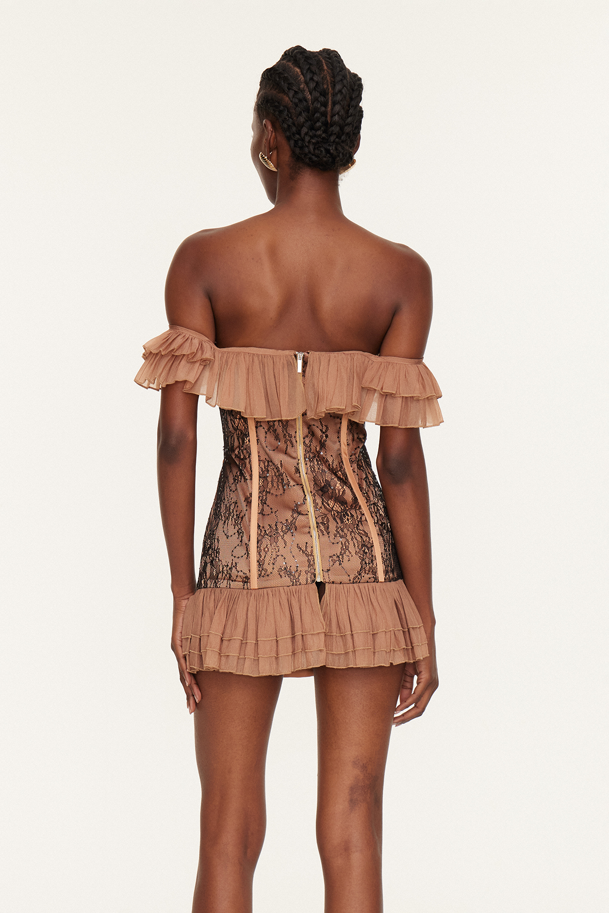 Dervila Off Shoulder Ruffle Corset Mini Dress