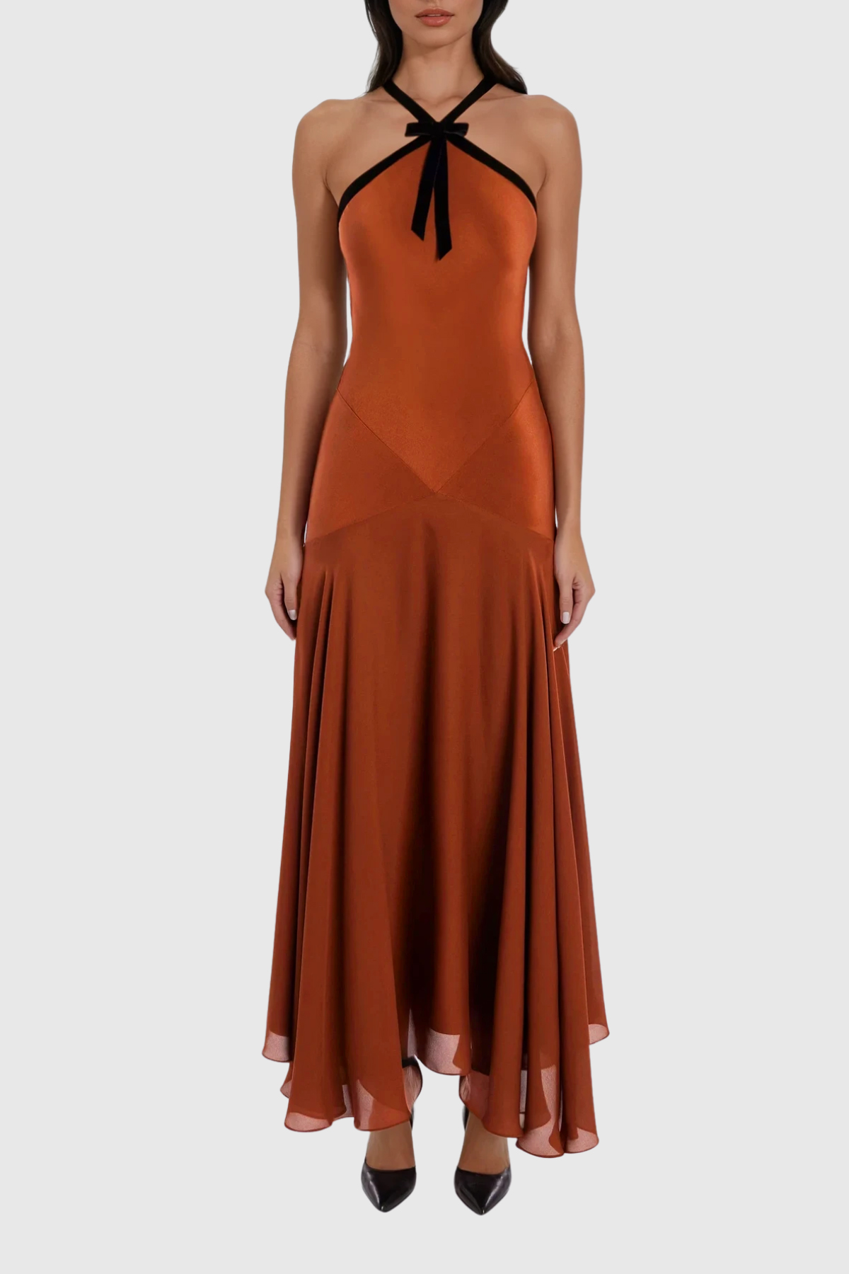 Desdemona Halter Neck Ruffle Maxi Dress