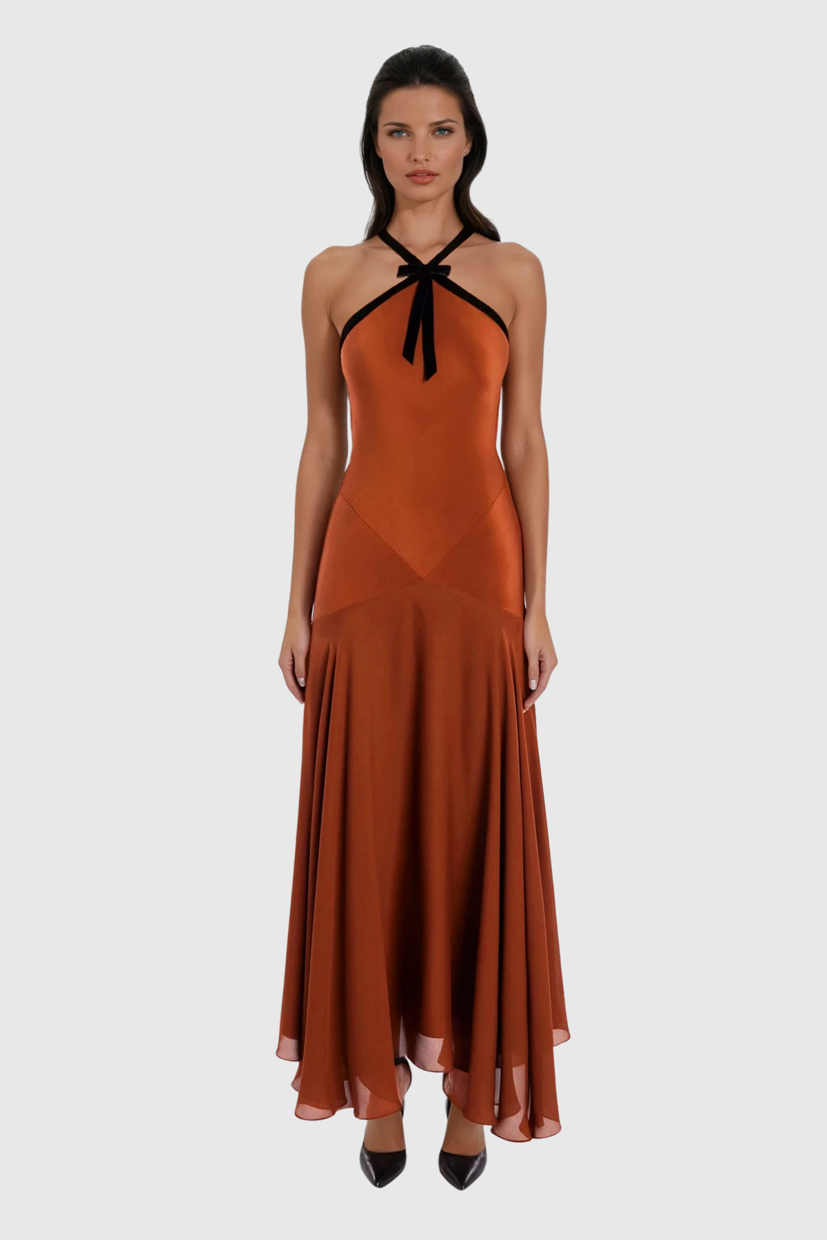Desdemona Halter Neck Ruffle Maxi Dress