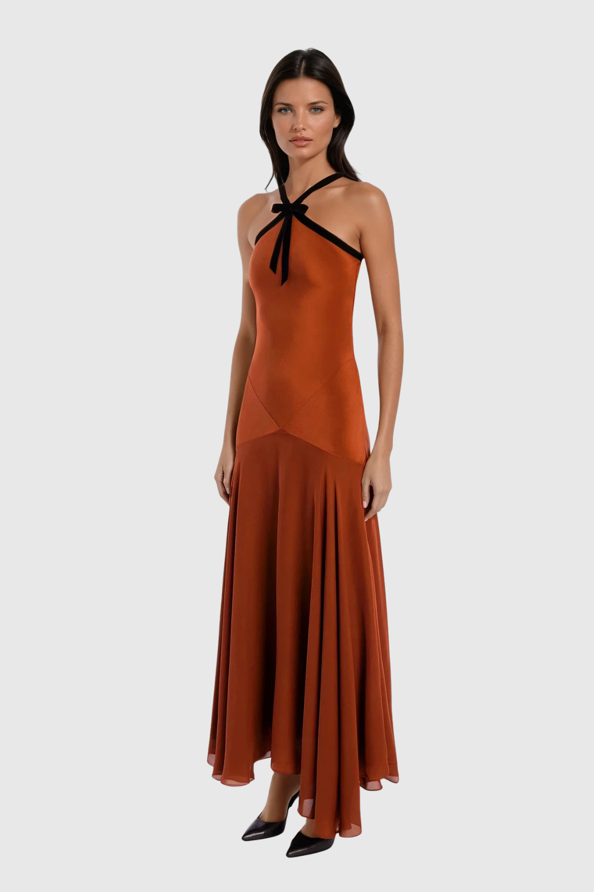 Desdemona Halter Neck Ruffle Maxi Dress