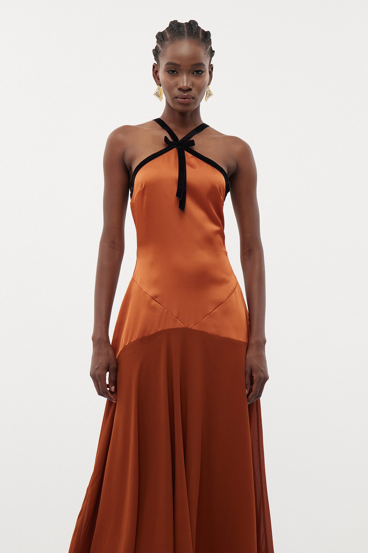 Desdemona Halter Neck Ruffle Maxi Dress