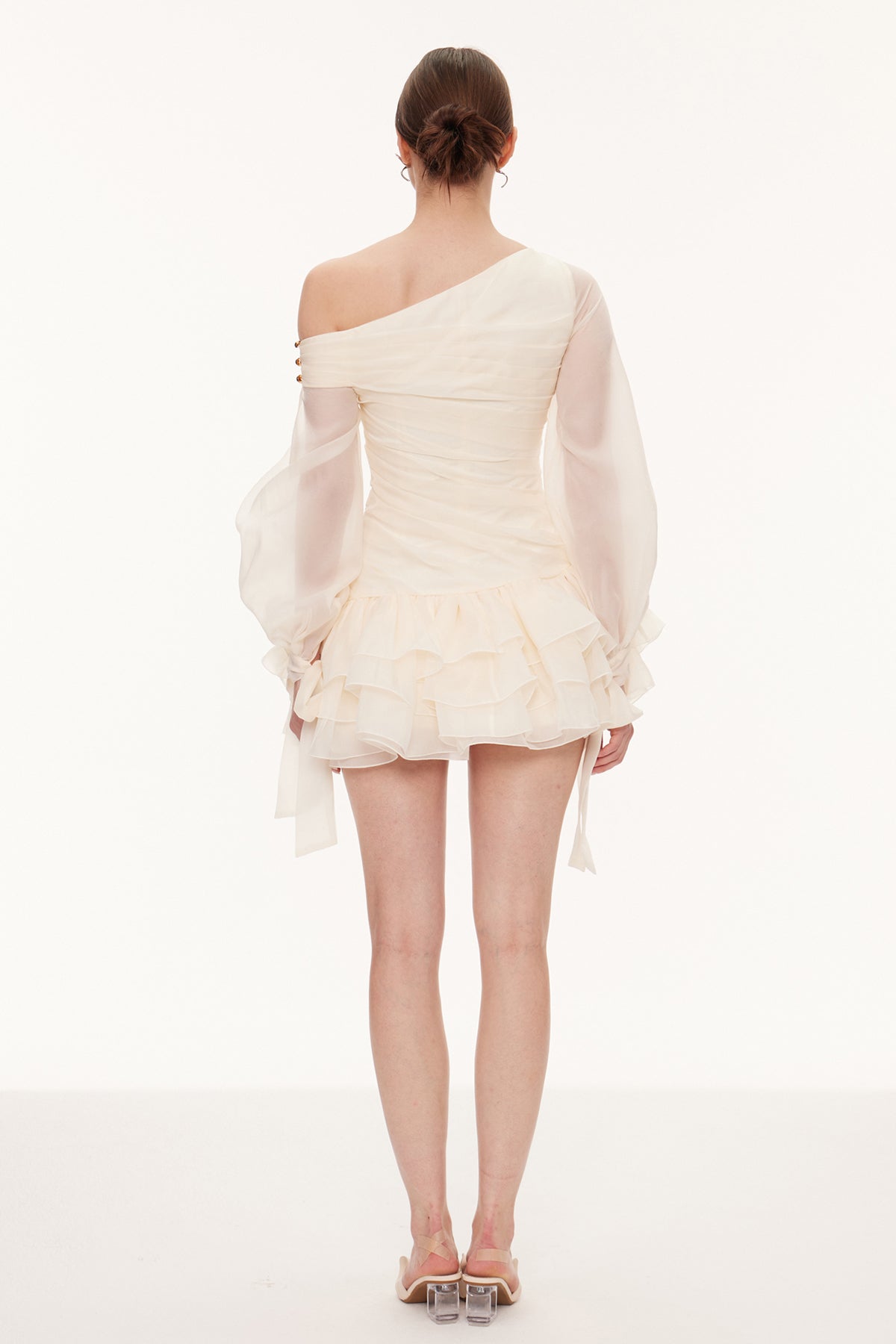 Deshaun Bow Asymmetric Puffy Mini Dress