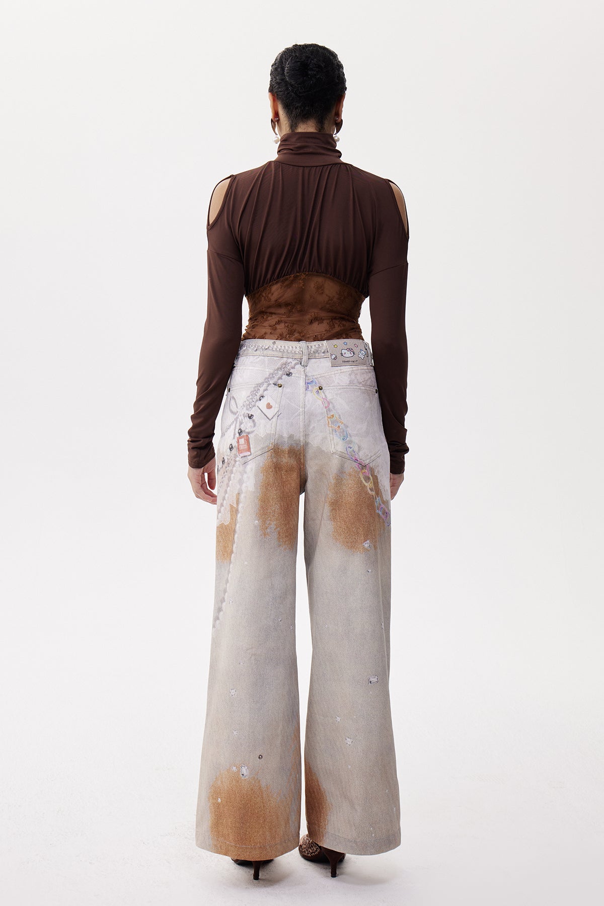 Desideratus Deconstruct Cutout Lace Top In Brown