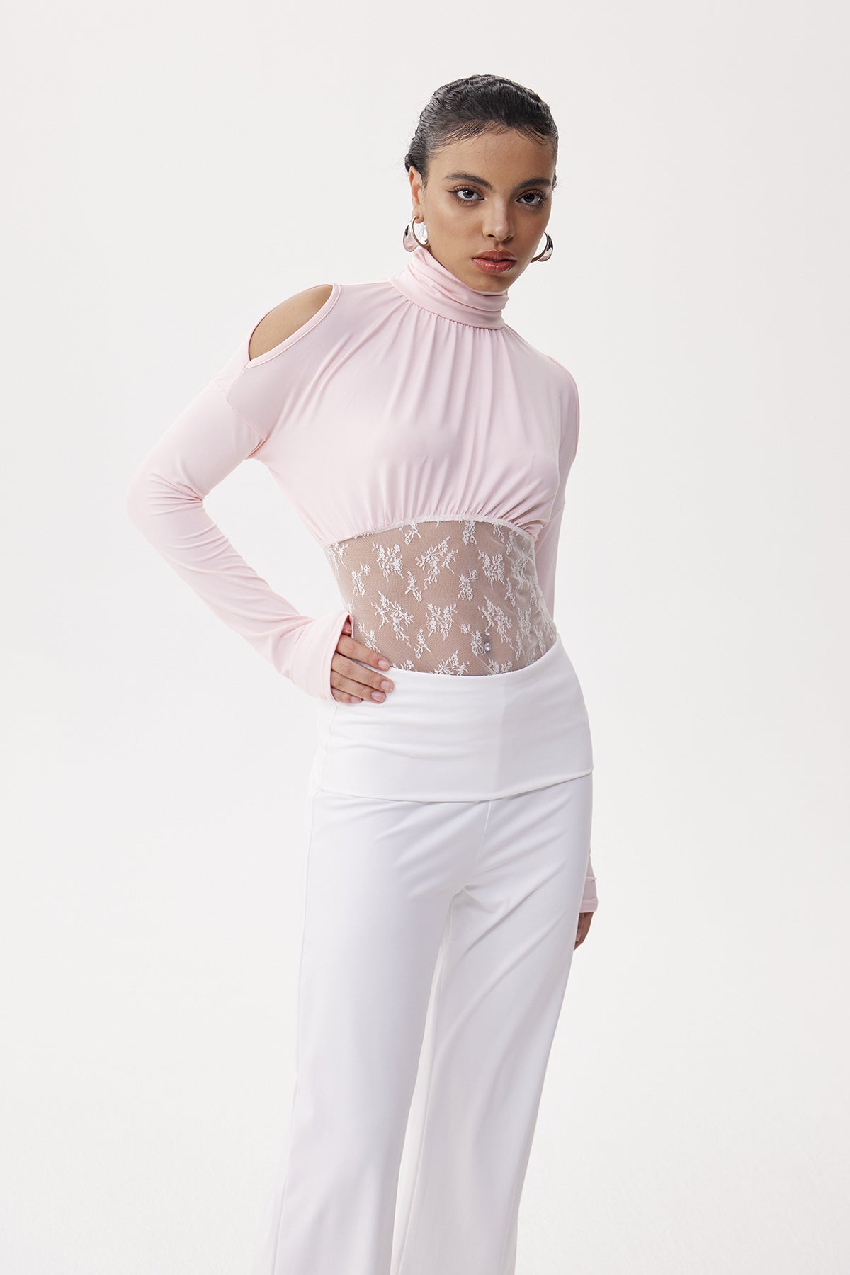 Desideratus Deconstruct Cutout Lace Top In Pink