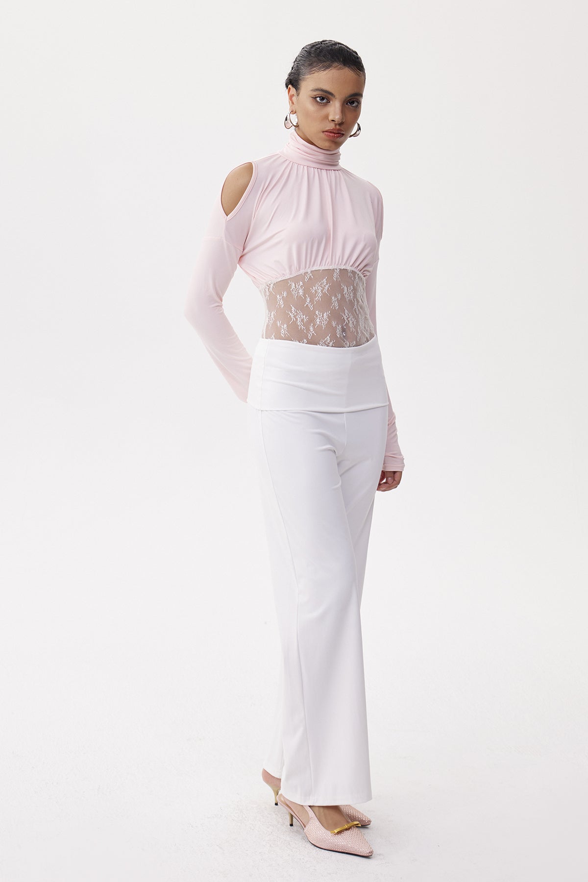 Desideratus Deconstruct Cutout Lace Top In Pink