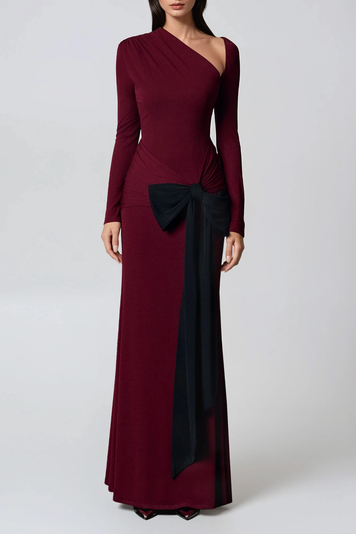 Desislav Asymmetric Bow Maxi Dress