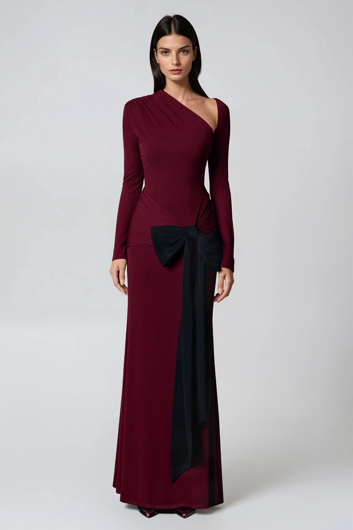 Desislav Asymmetric Bow Maxi Dress