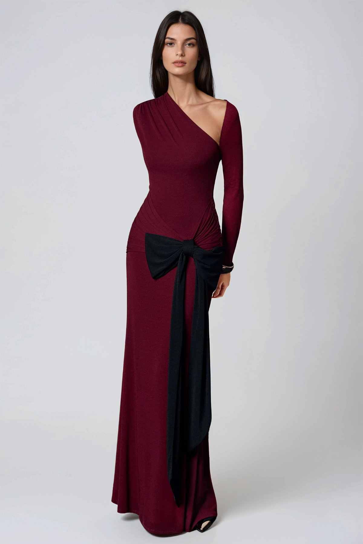 Desislav Asymmetric Bow Maxi Dress