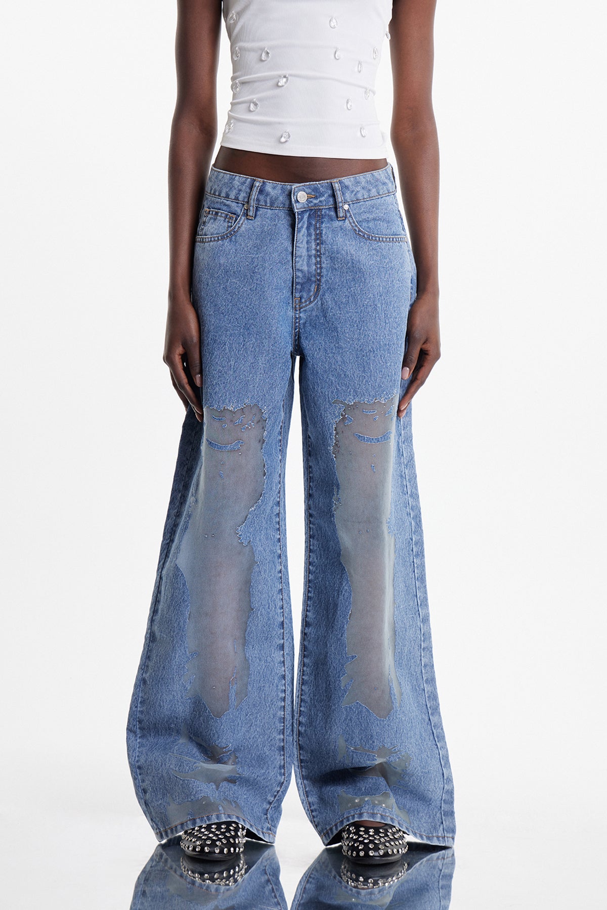 Devaki Mesh Burnout Jeans