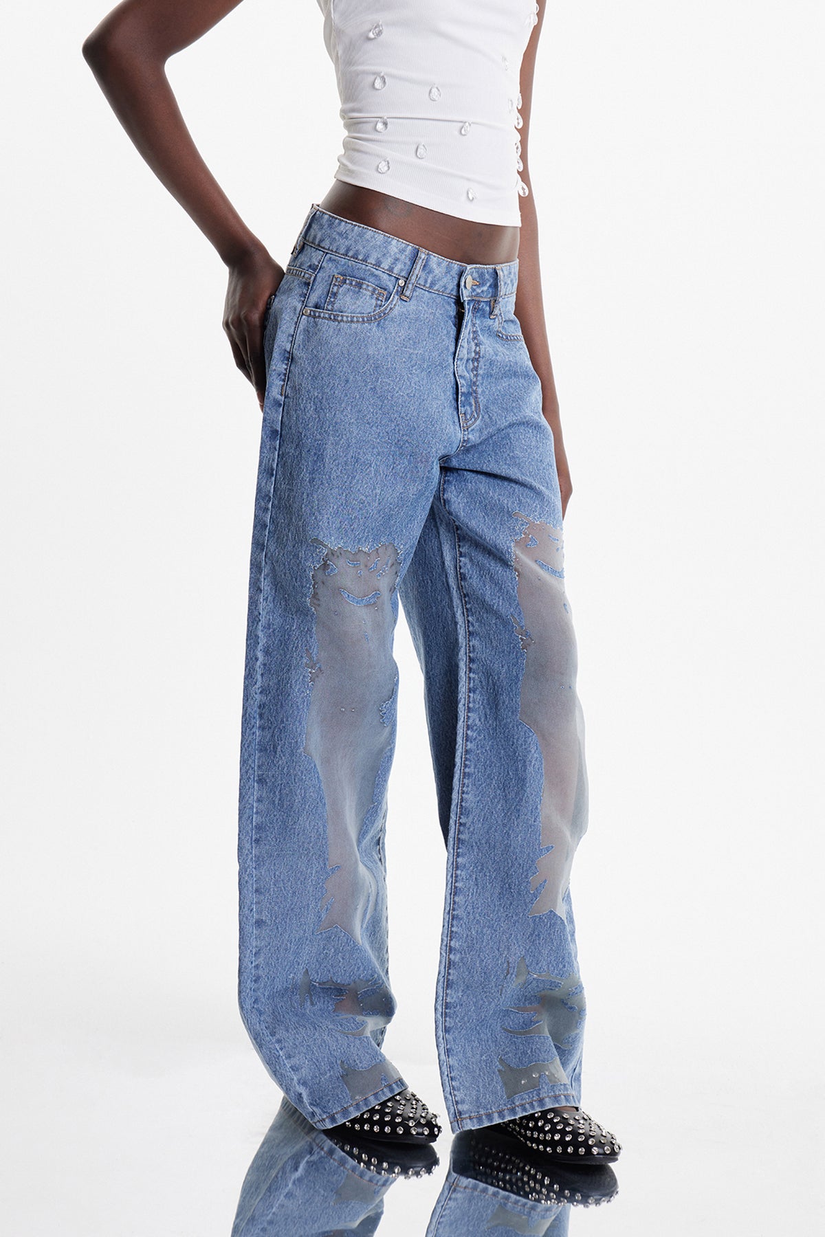 Devaki Mesh Burnout Jeans