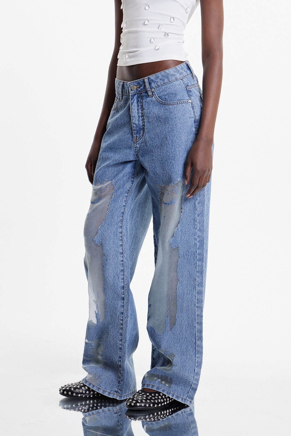 Devaki Mesh Burnout Jeans