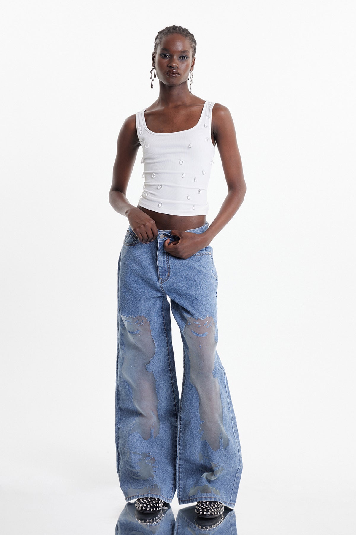 Devaki Mesh Burnout Jeans