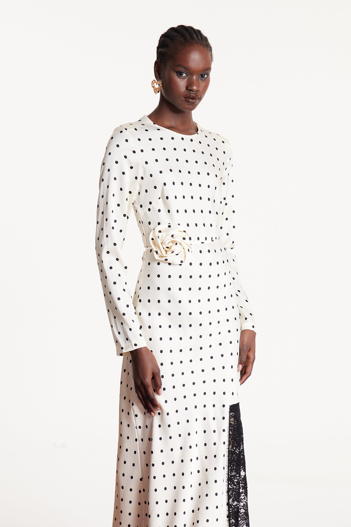 Devonte Dot Flower Lace Maxi Dress In White