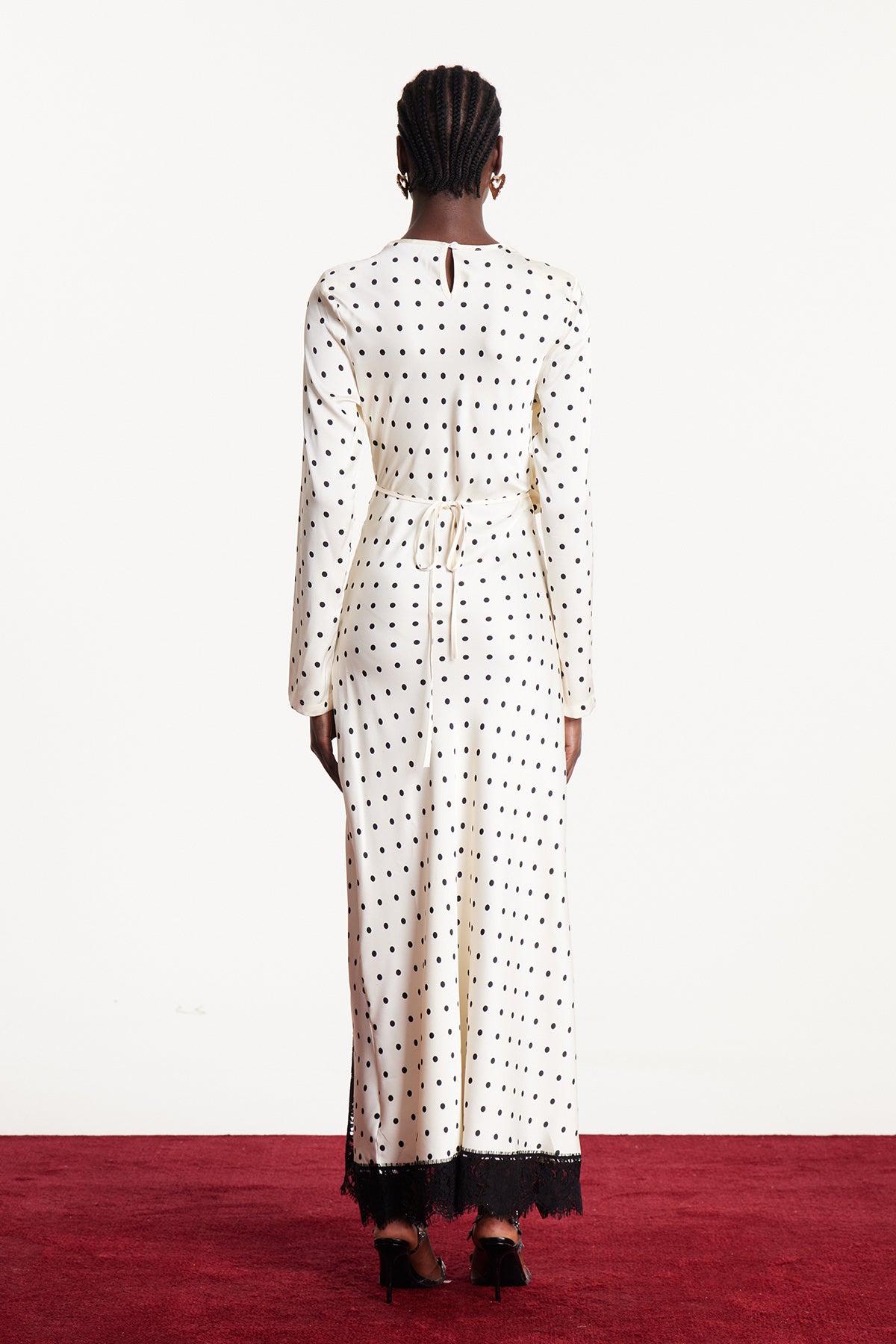 Devonte Dot Flower Lace Maxi Dress In White